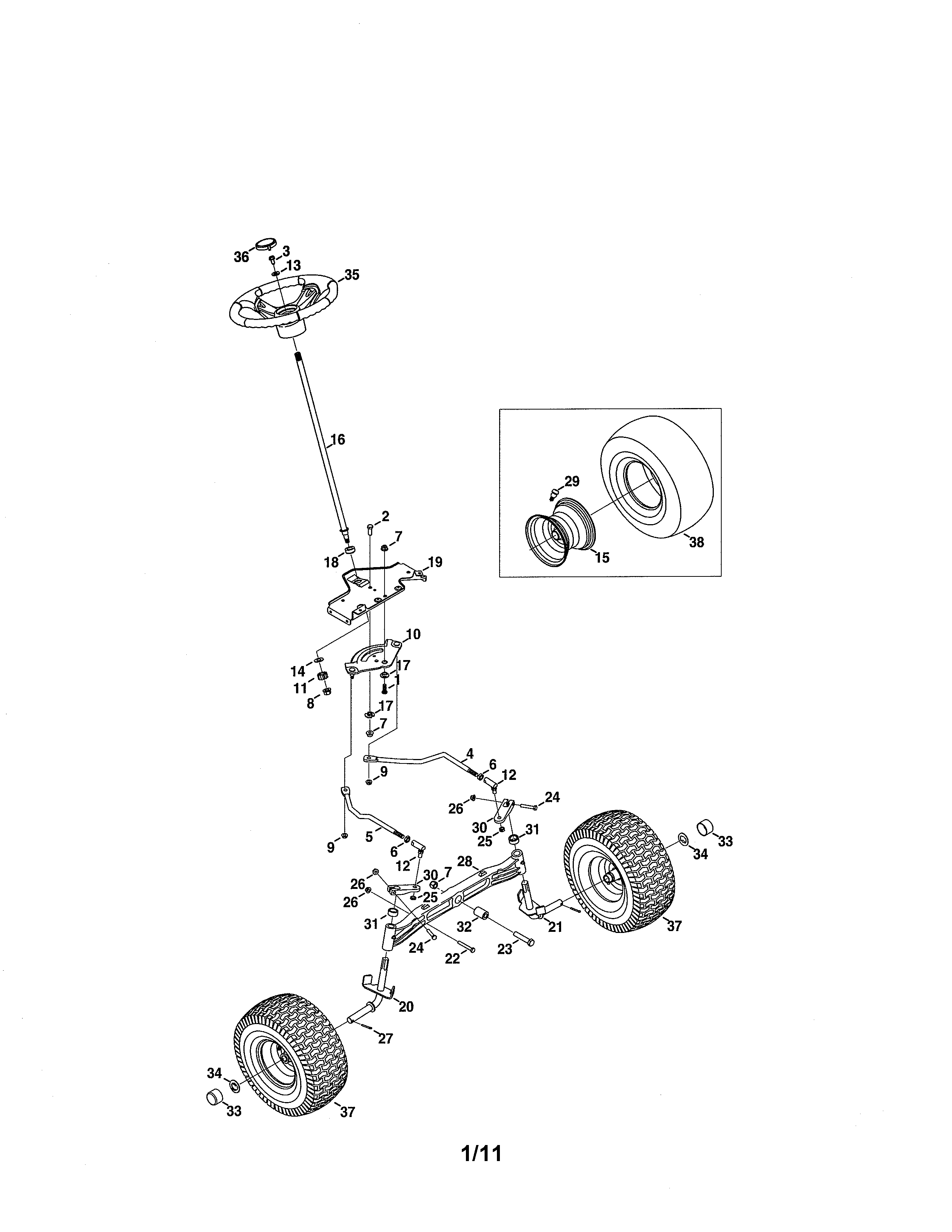 Craftsman 247288881 steering & axle diagram