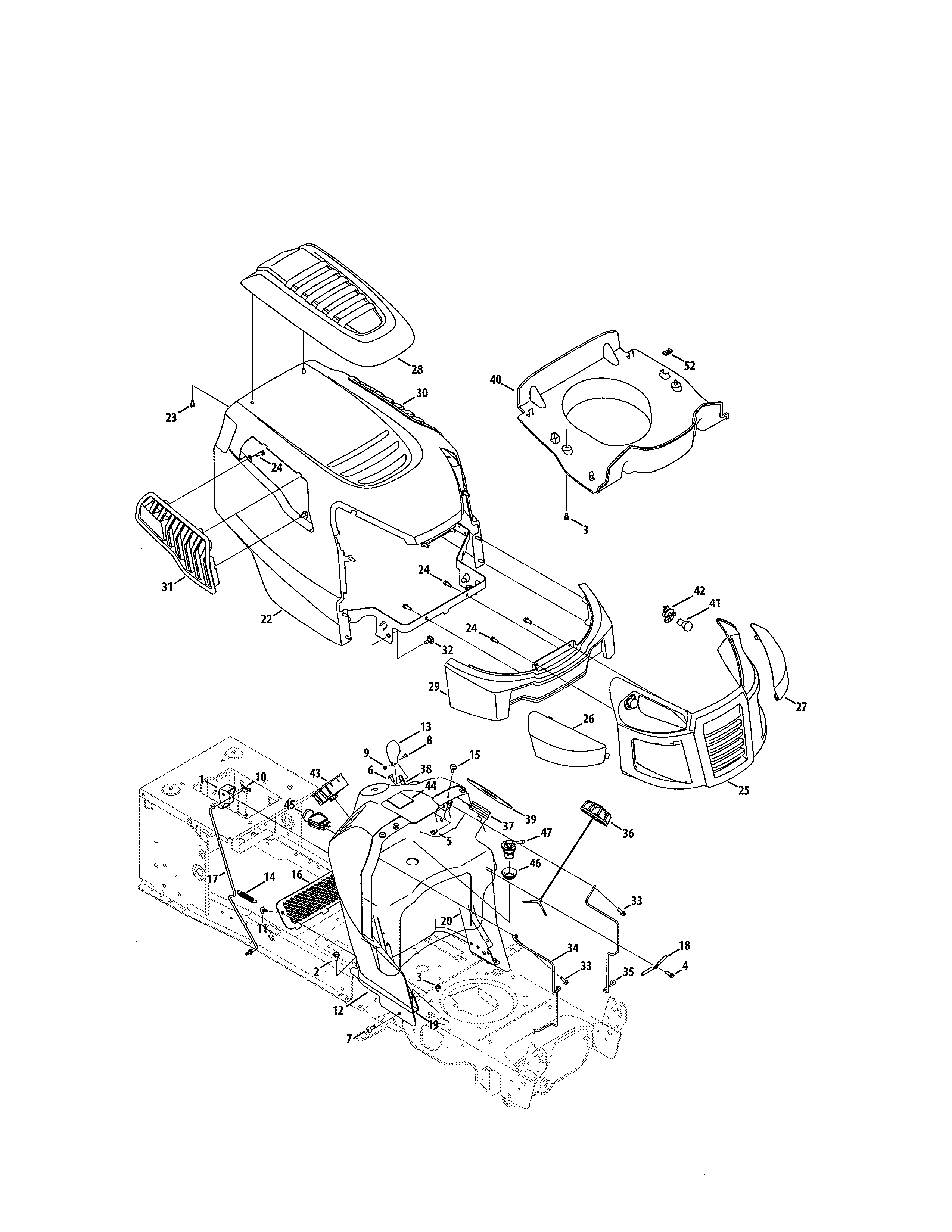 Craftsman 247288881 hood & dash diagram