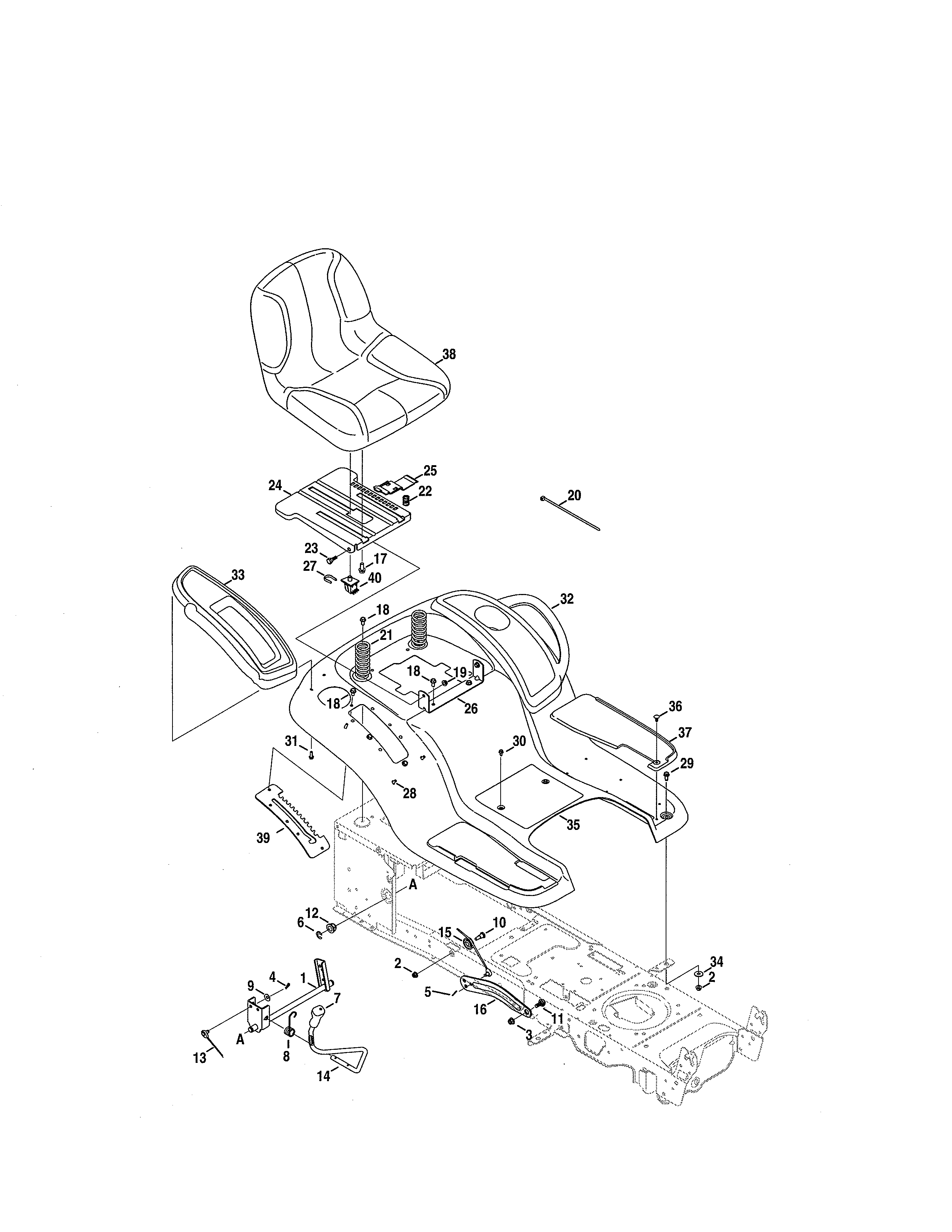 Craftsman 247288881 seat & fender diagram