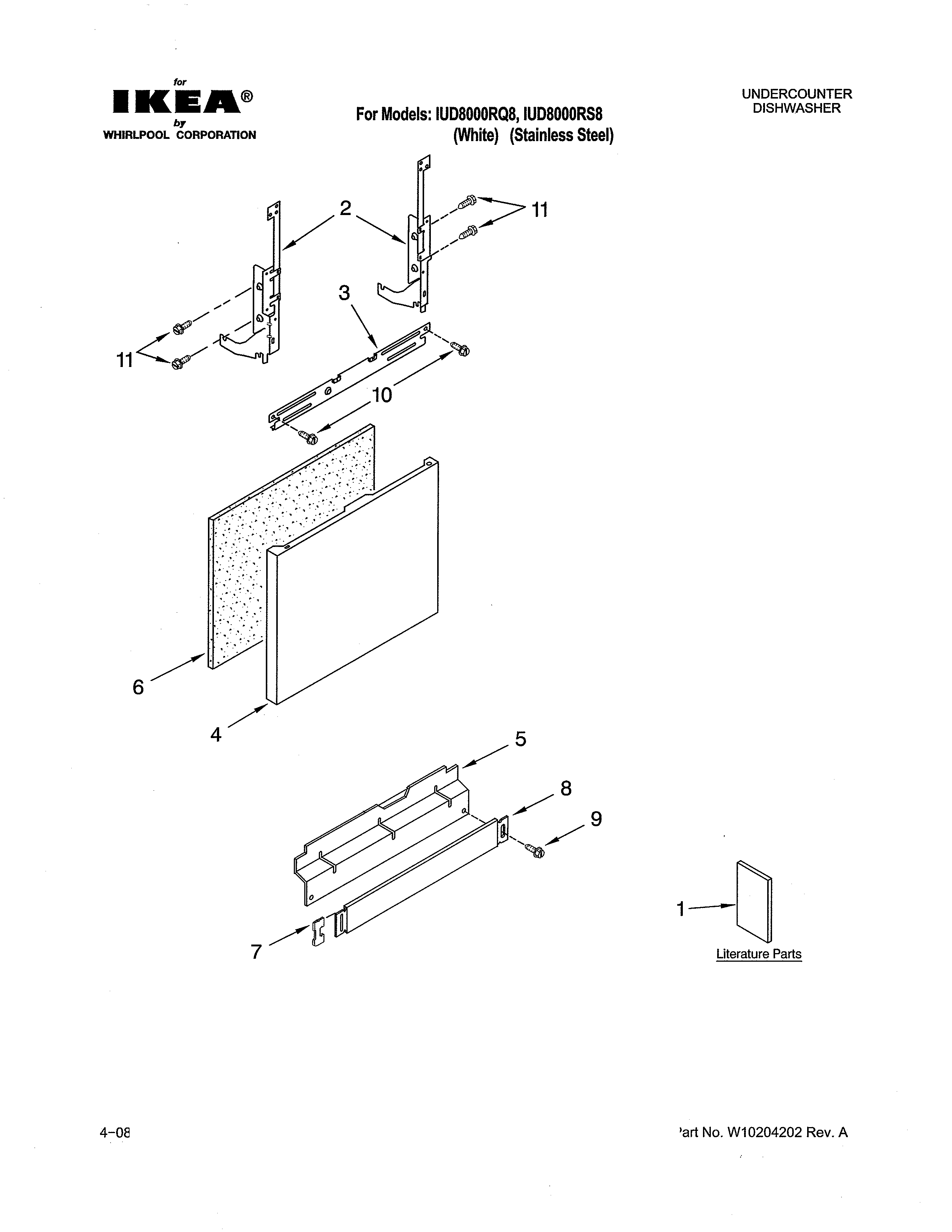 Ikea IUD8000RS8 door & panel diagram