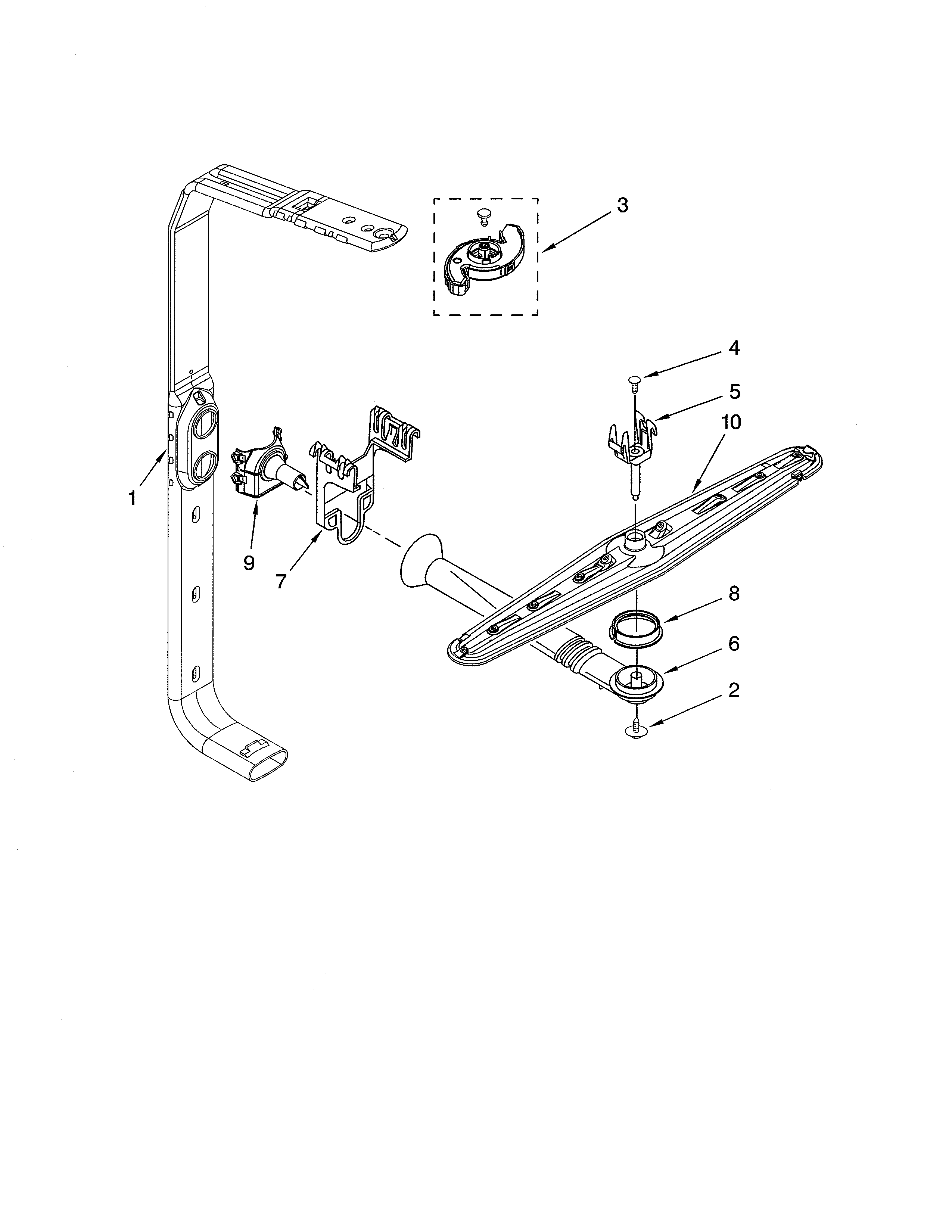 Ikea IUD8000RS8 upper wash & rinse diagram
