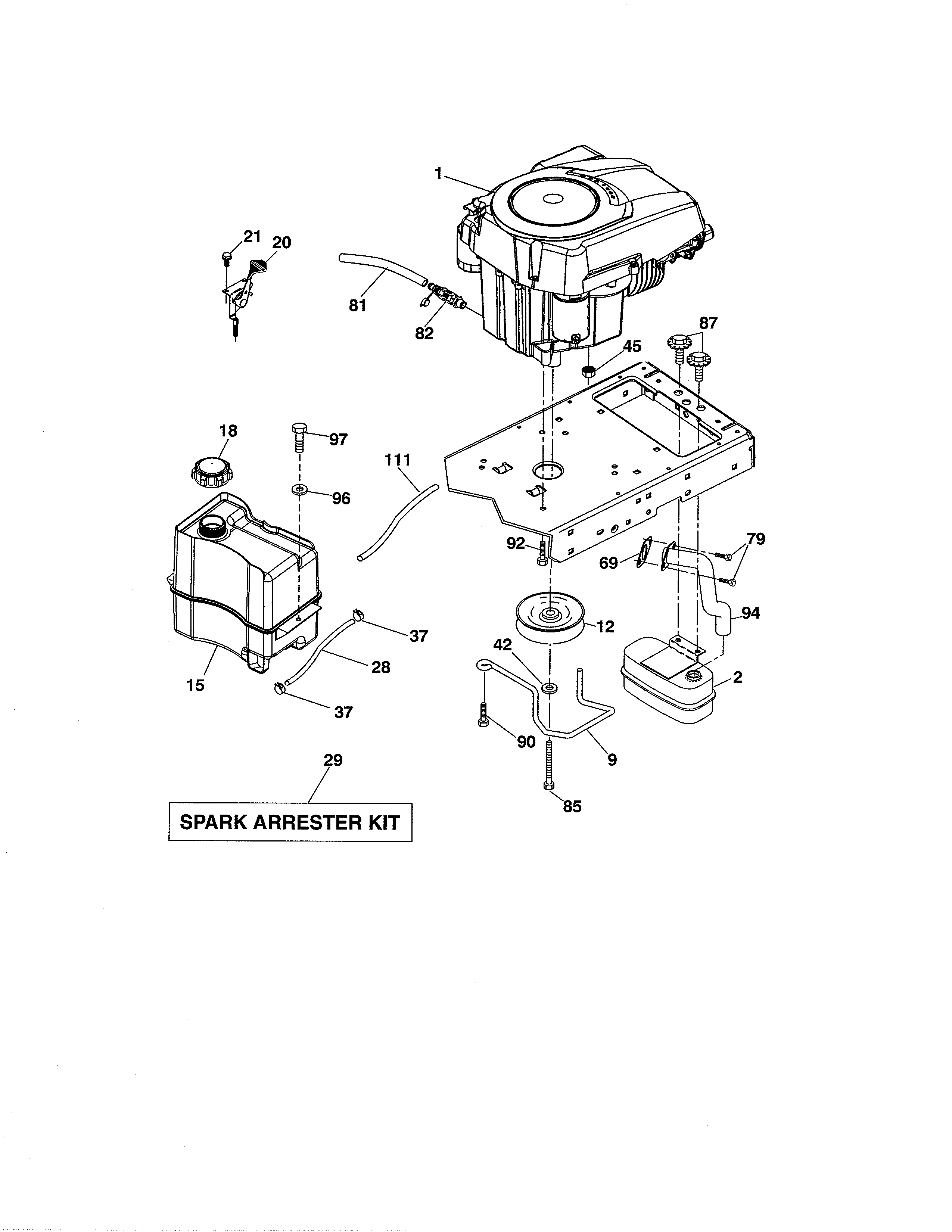 Husqvarna YTH20K46-917240461 engine diagram