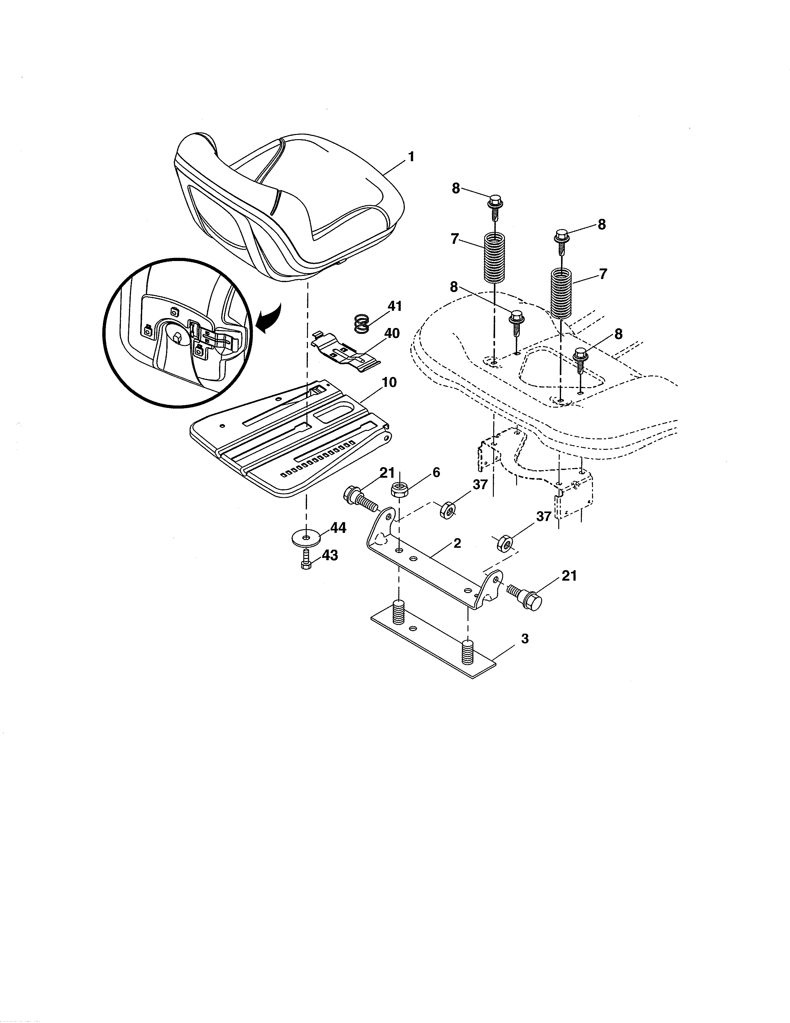 Husqvarna YTH20K46-917240461 seat diagram