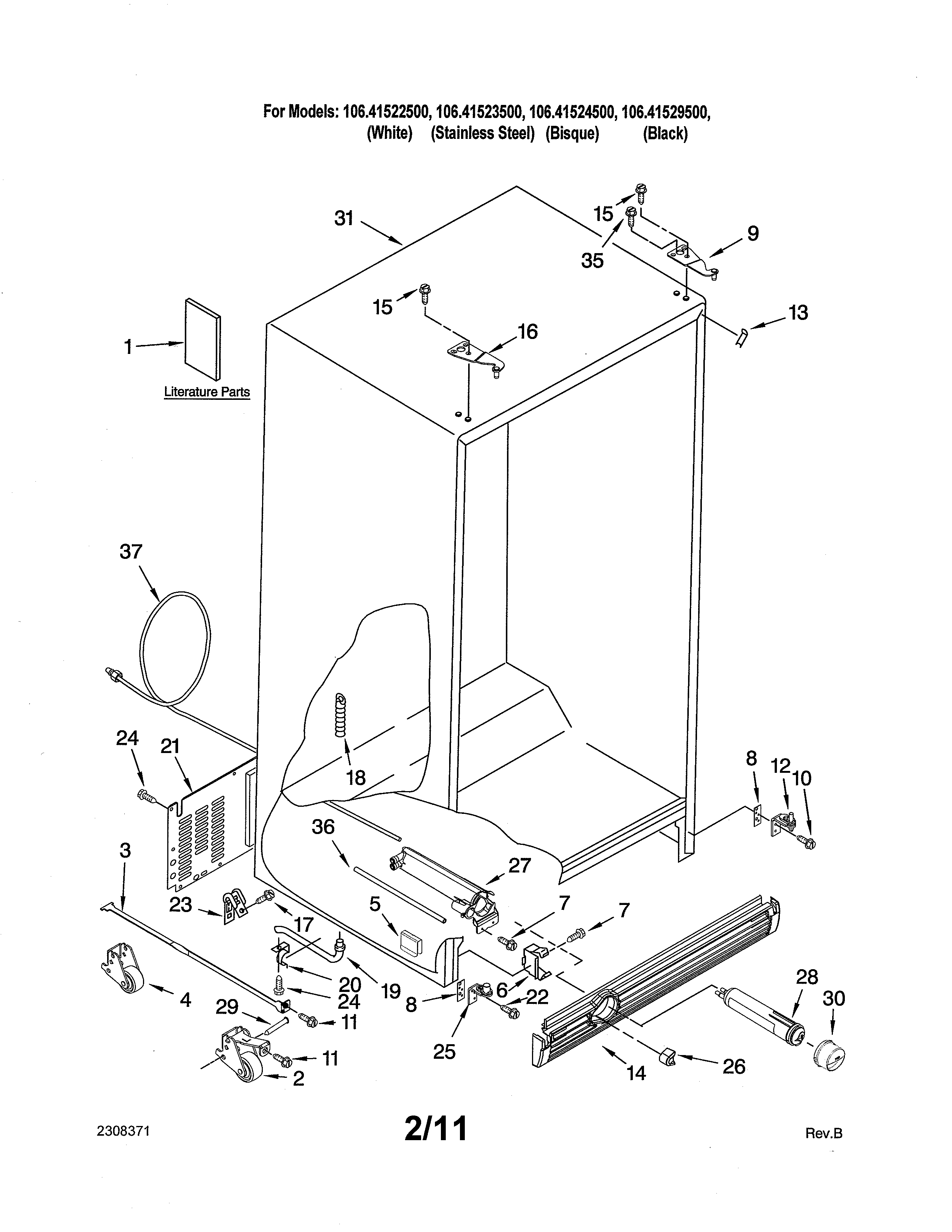 Kenmore Elite 10641522500 cabinet diagram