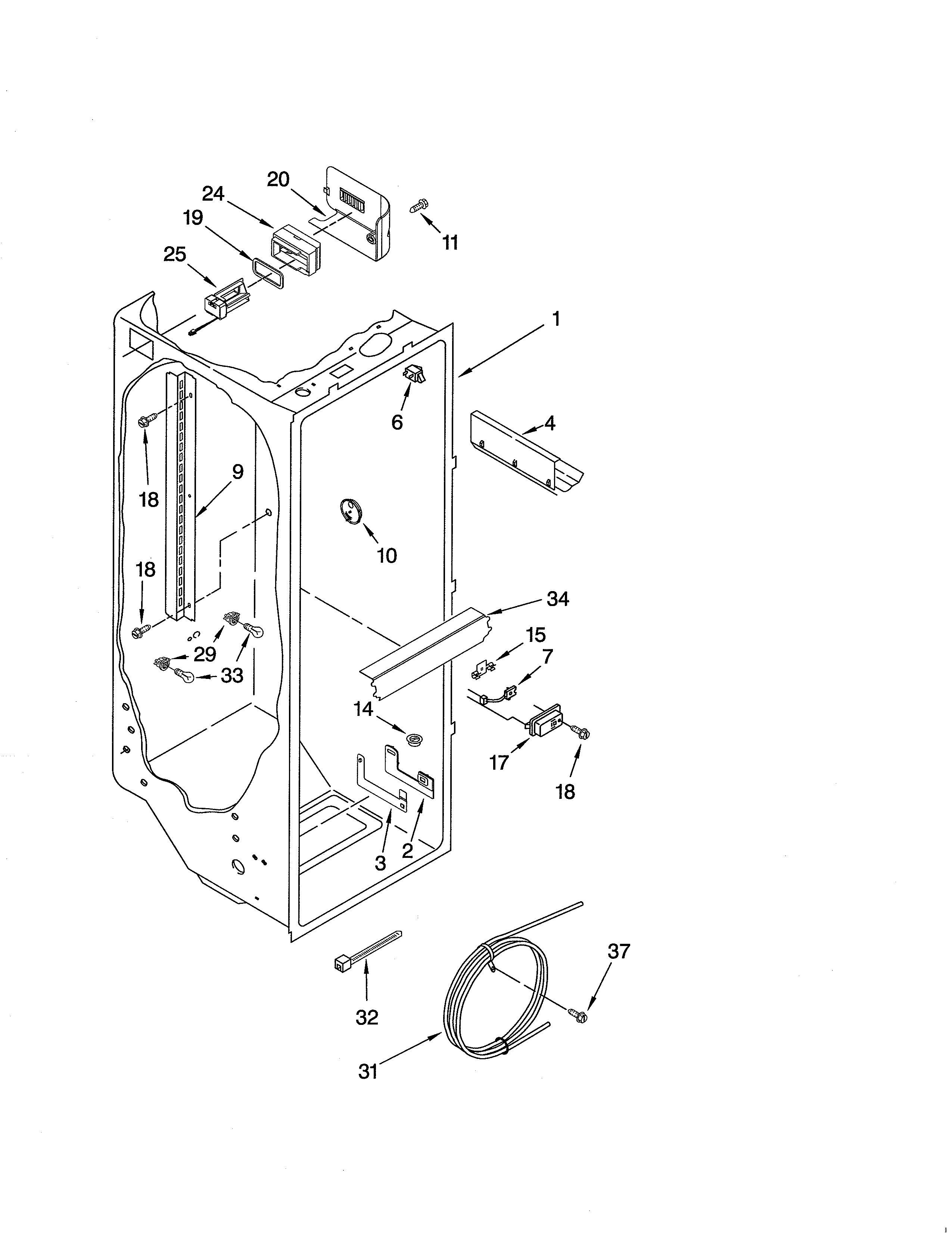 Kenmore Elite 10641522500 refrigerator liner diagram