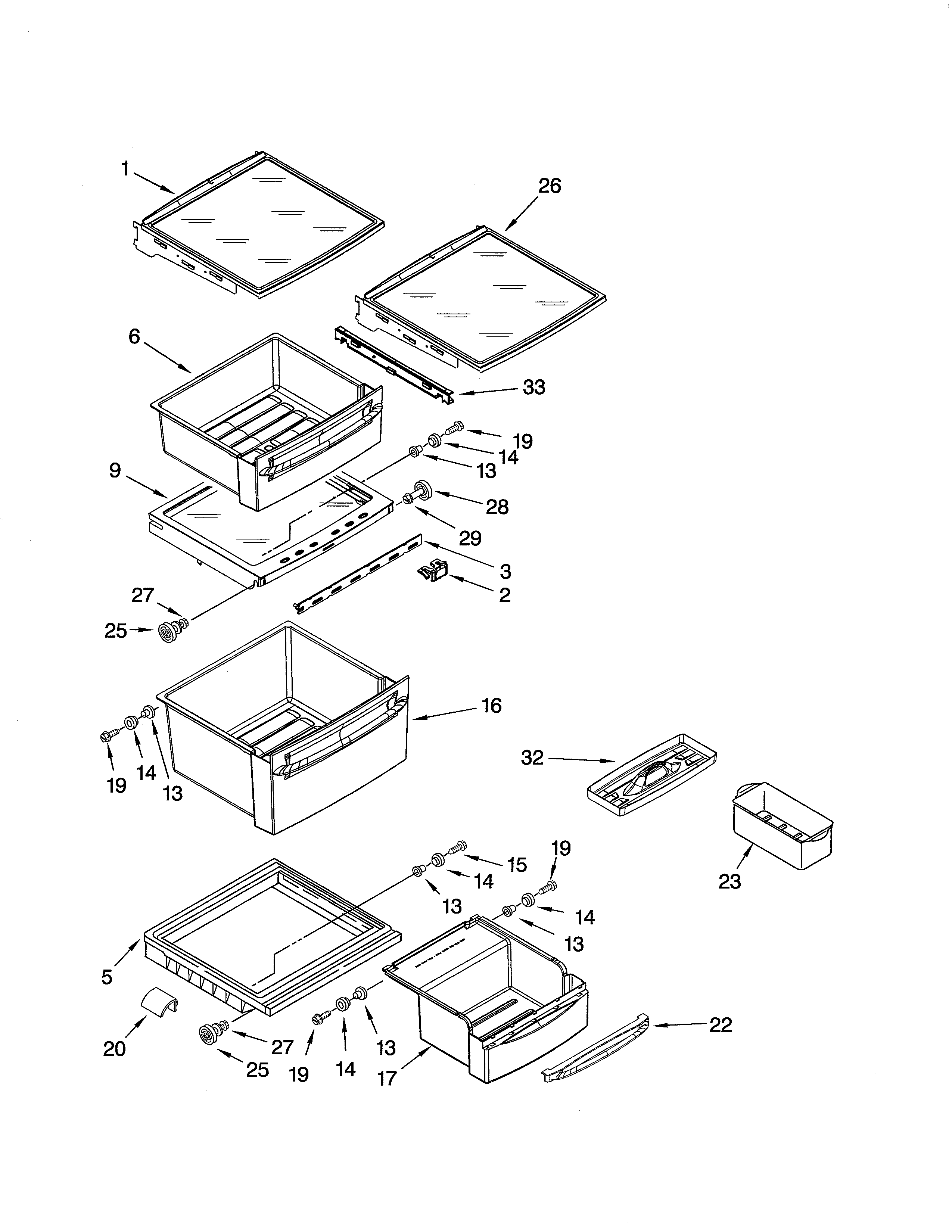 Kenmore Elite 10641522500 refrigerator shelf diagram