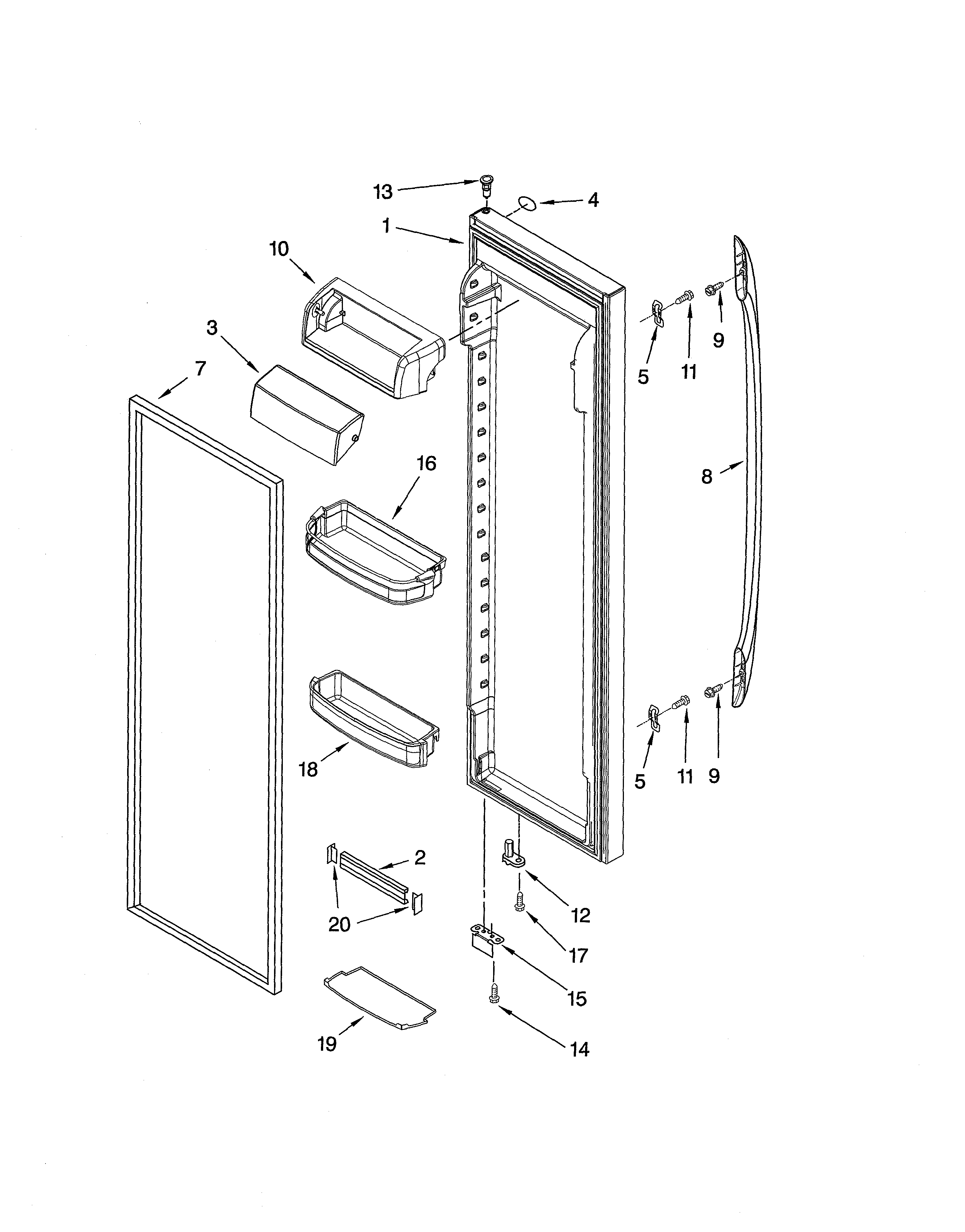 Kenmore Elite 10641522500 refrigerator door diagram