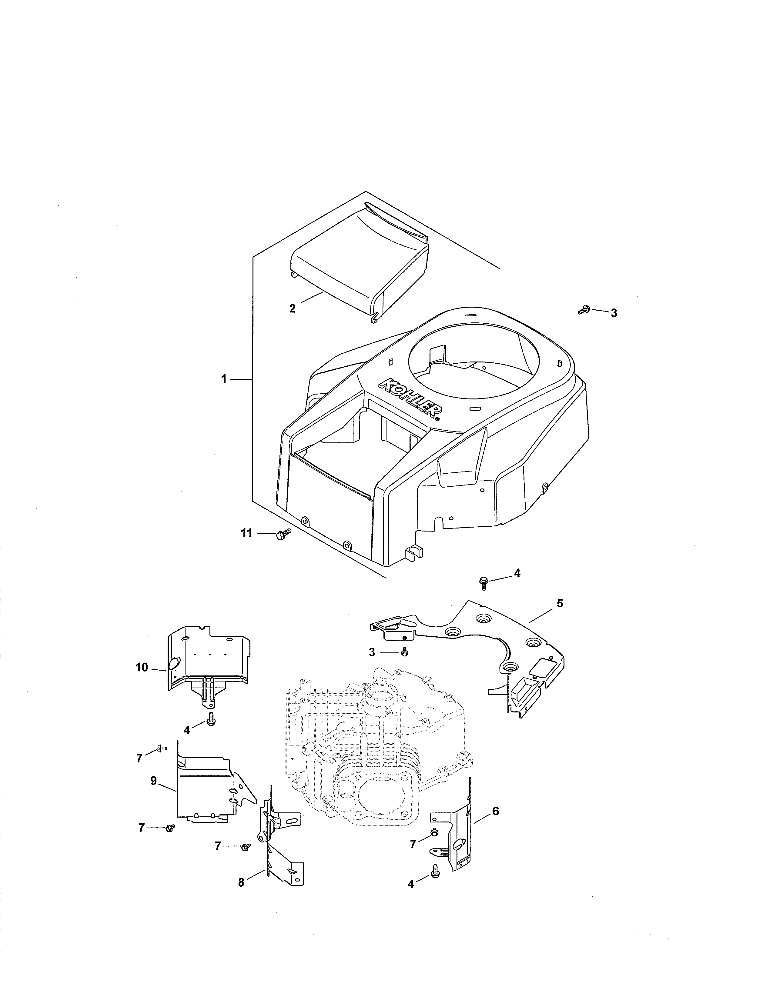 Cub Cadet 17AF9BKH756 blower housing/baffles diagram