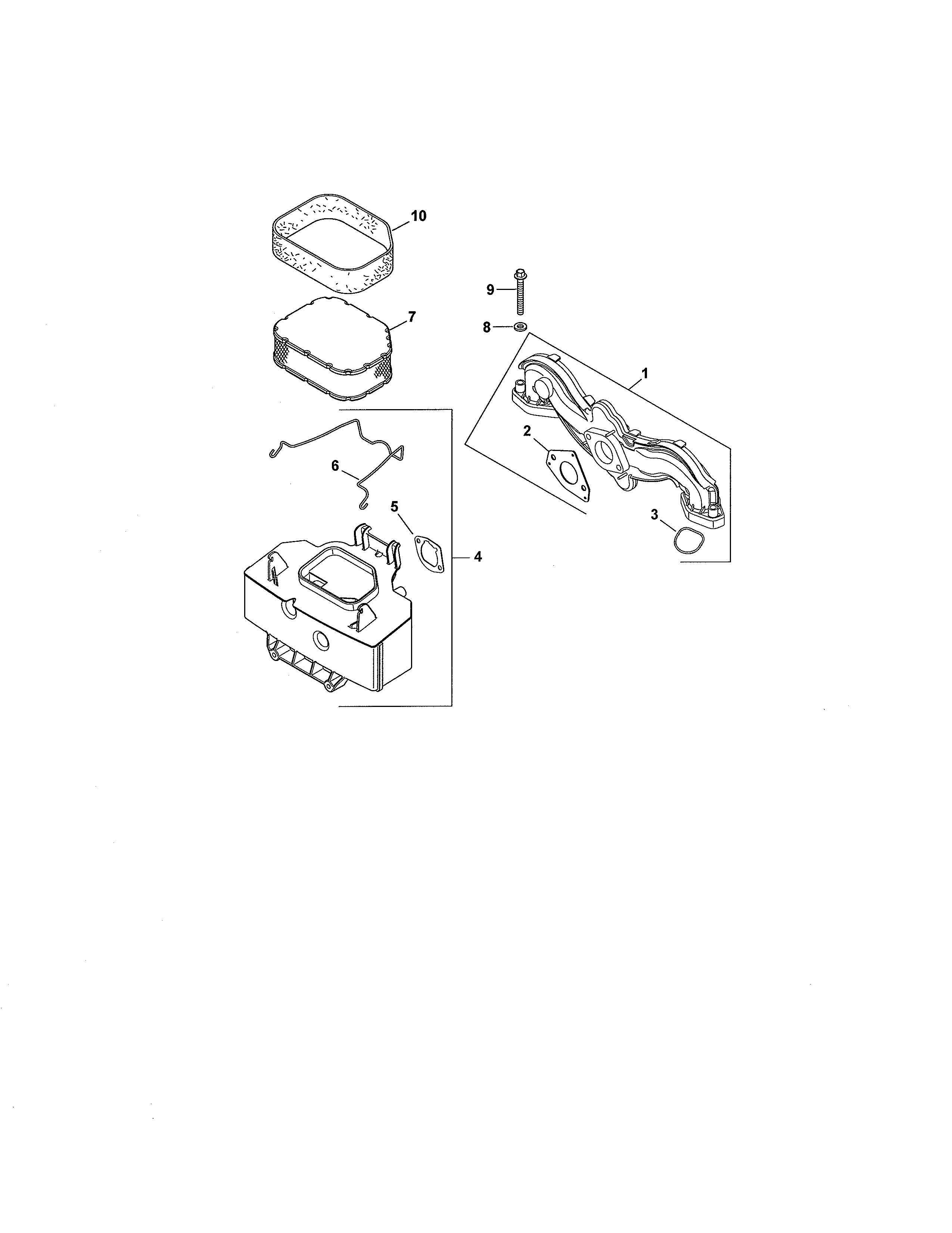 Cub Cadet 17AF9BKH756 air filter/intake manifold diagram