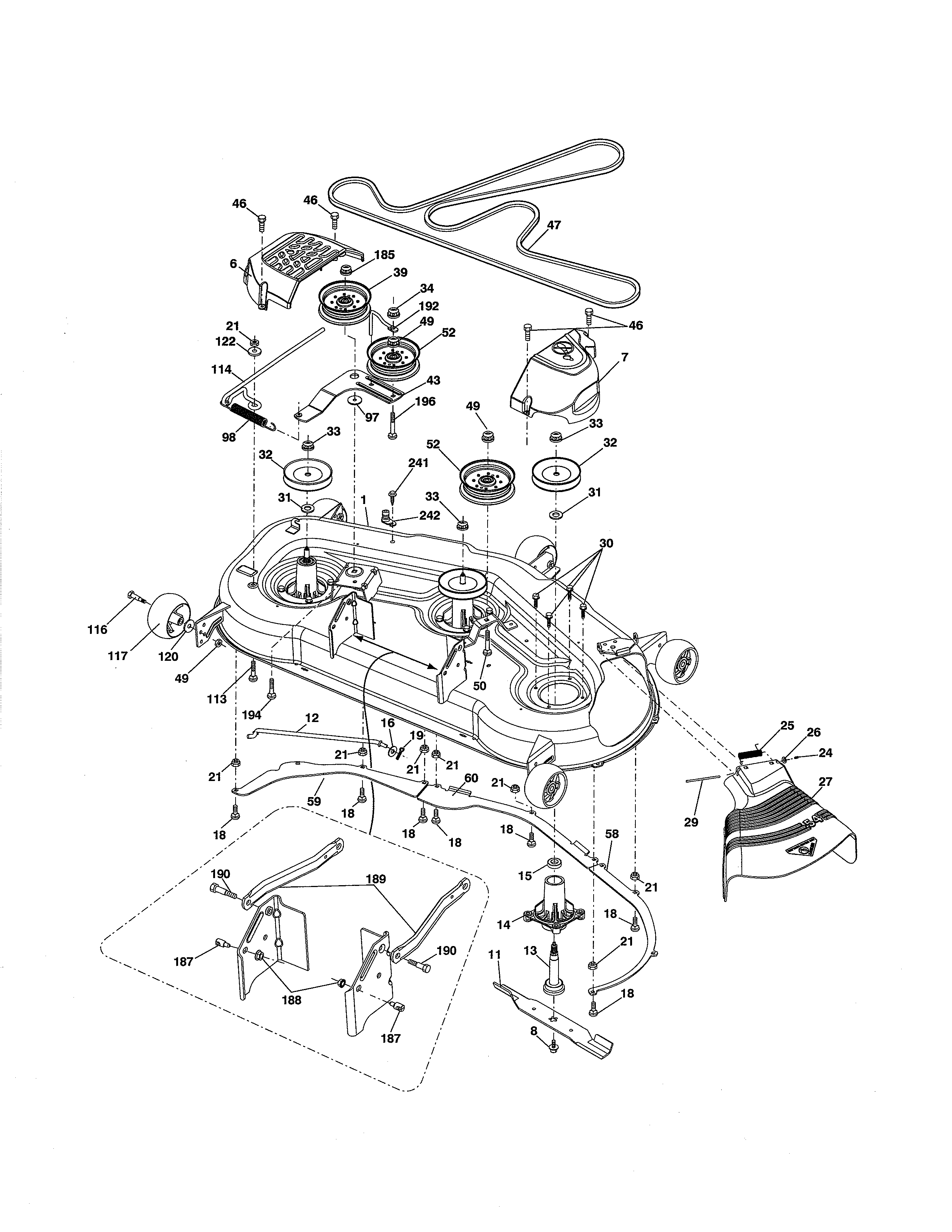 Husqvarna LGT24K54/240470 mower deck diagram