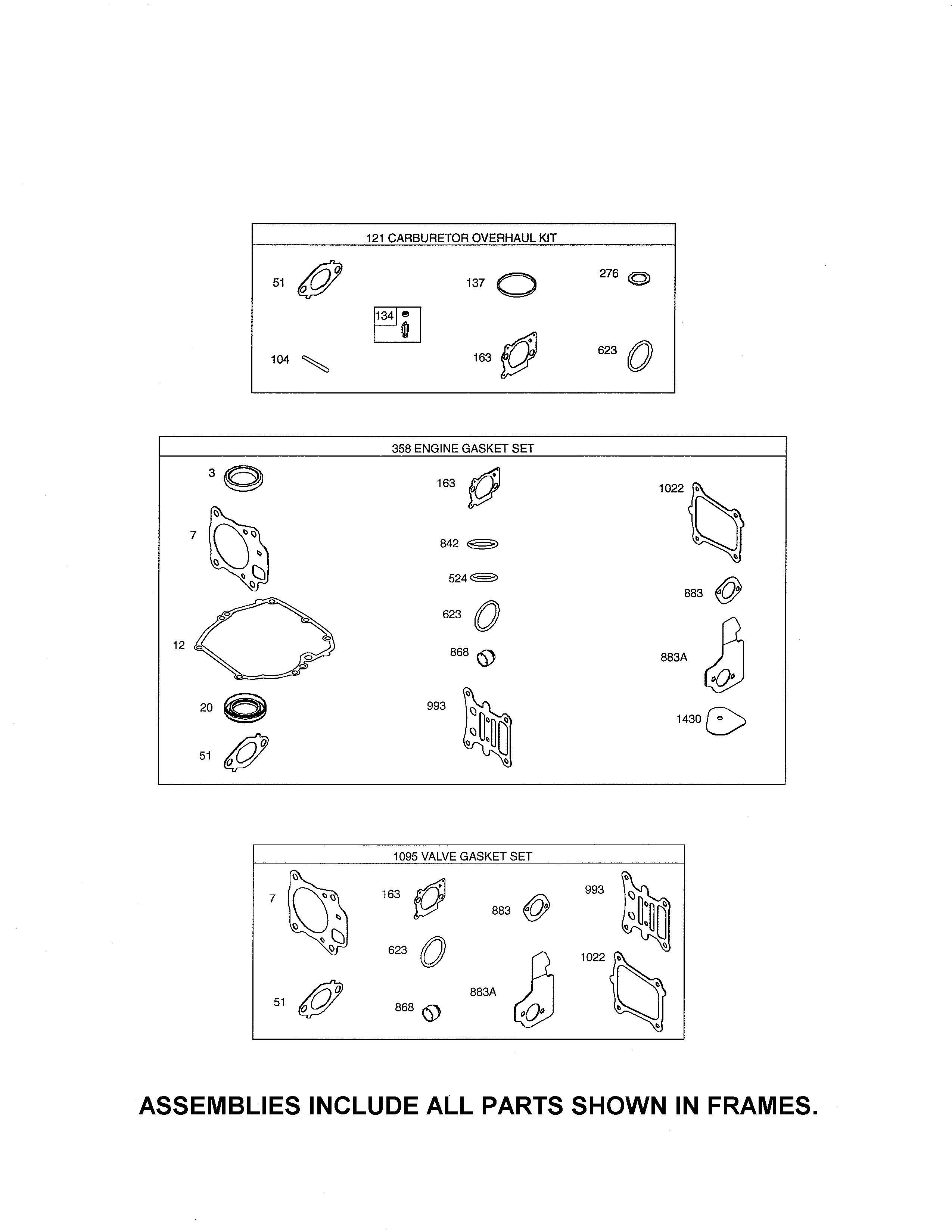 MTD 12A948J099 gasket sets diagram