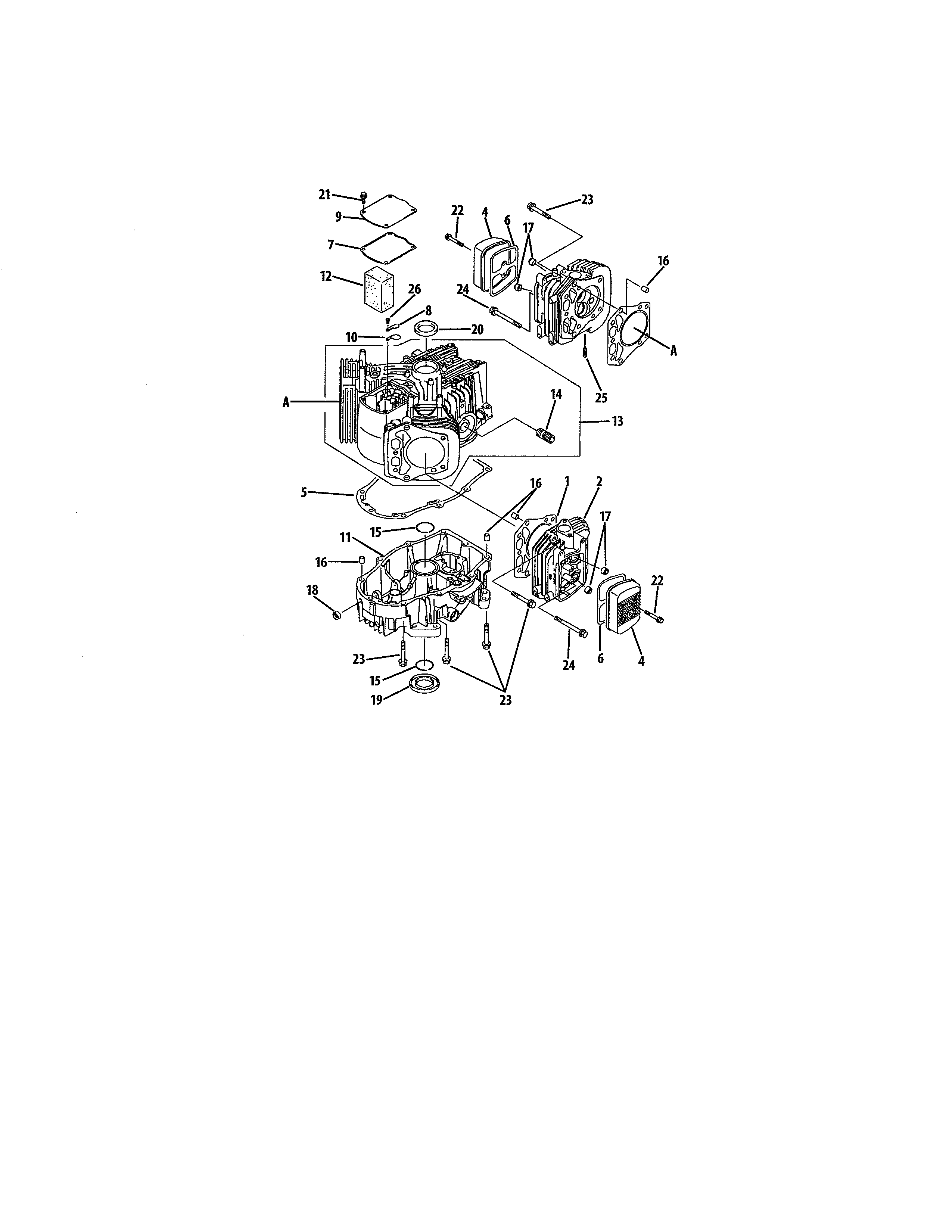 Cub Cadet 17AI2ACP056 cylinder & crankcase diagram