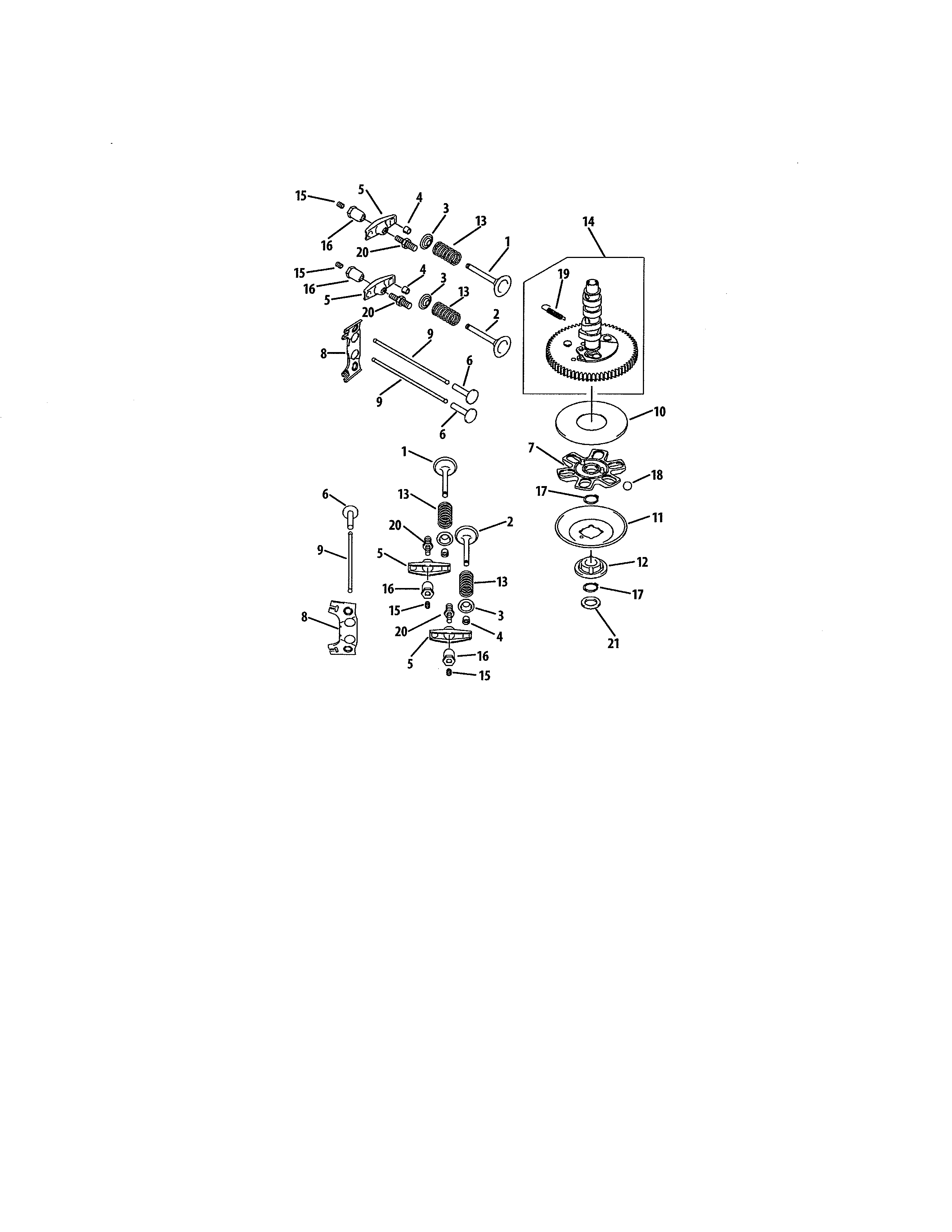 Cub Cadet 17AI2ACP056 camshaft & valves diagram