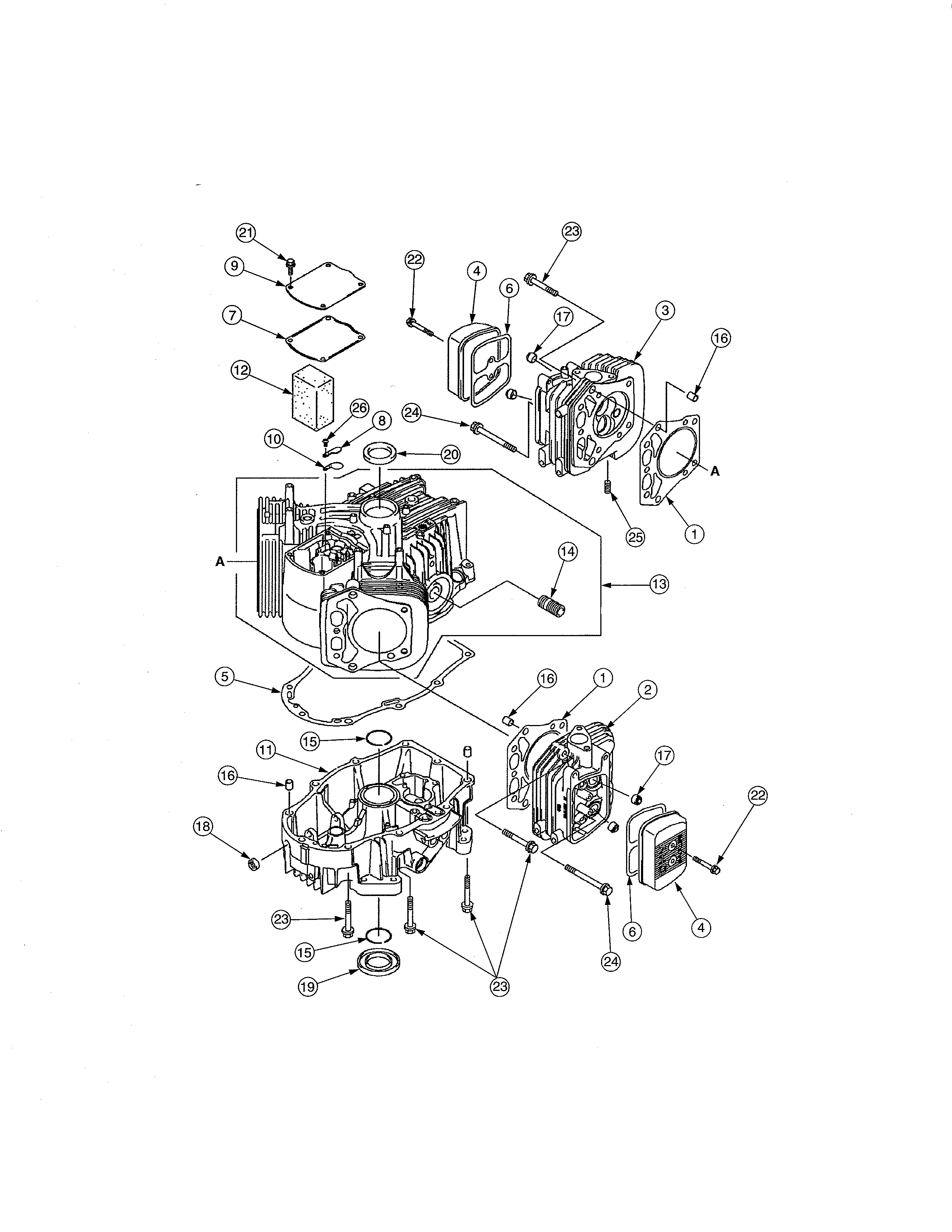 Cub Cadet 17AI2ACP756 cylinder/crankcase diagram