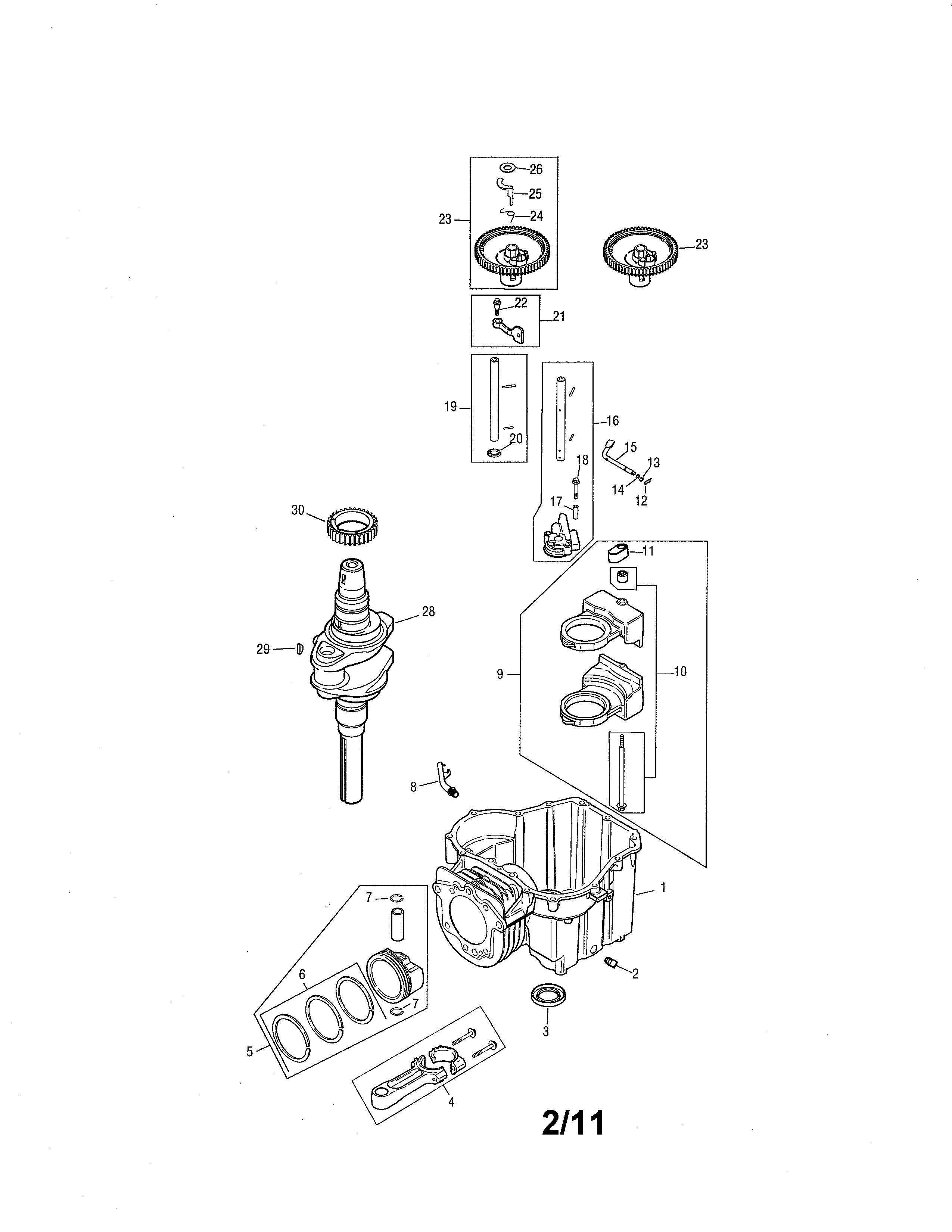 Cub Cadet 13AP11CP756 single cylinder engine - crankcase diagram