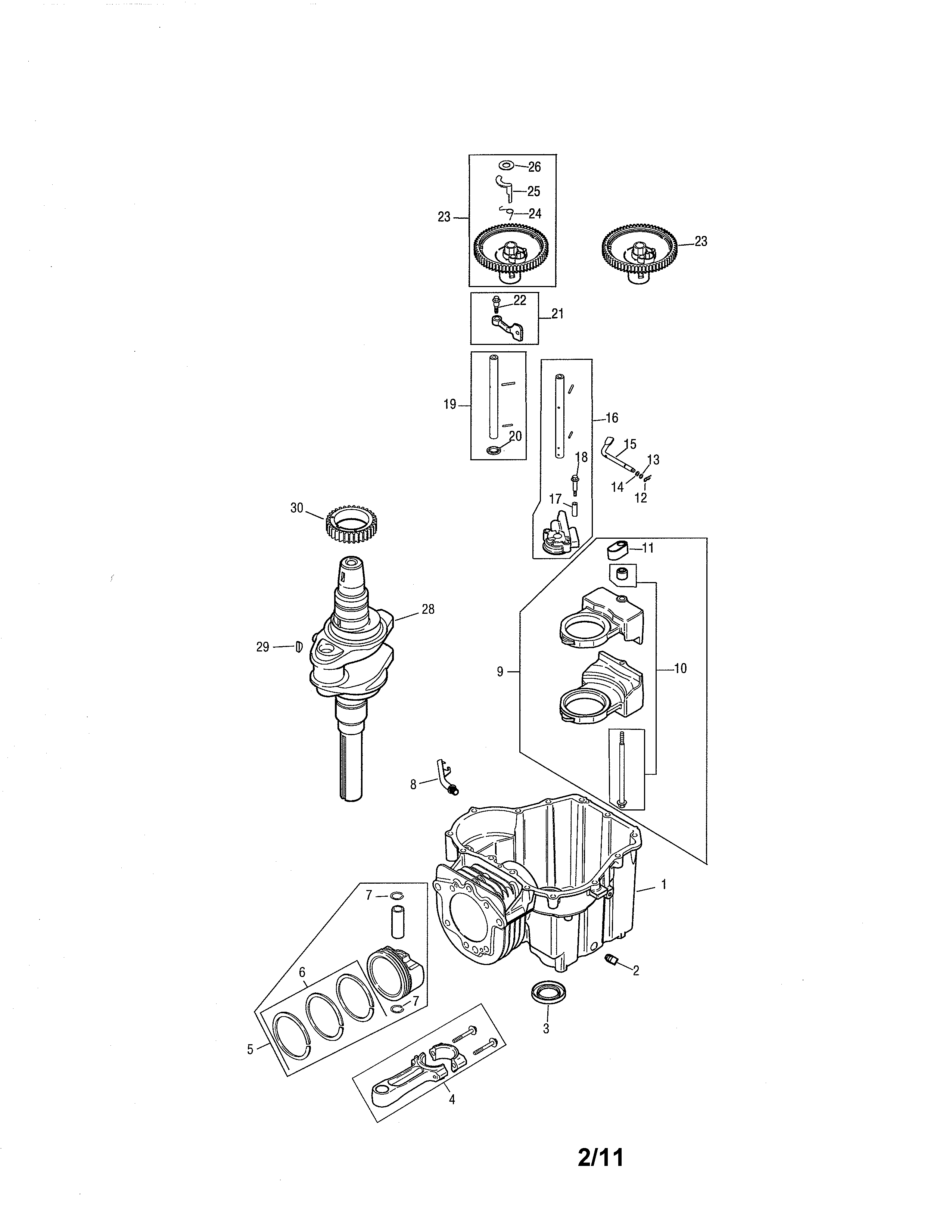 Cub Cadet 13AX11CG756 single cylinder engine- crankcase diagram
