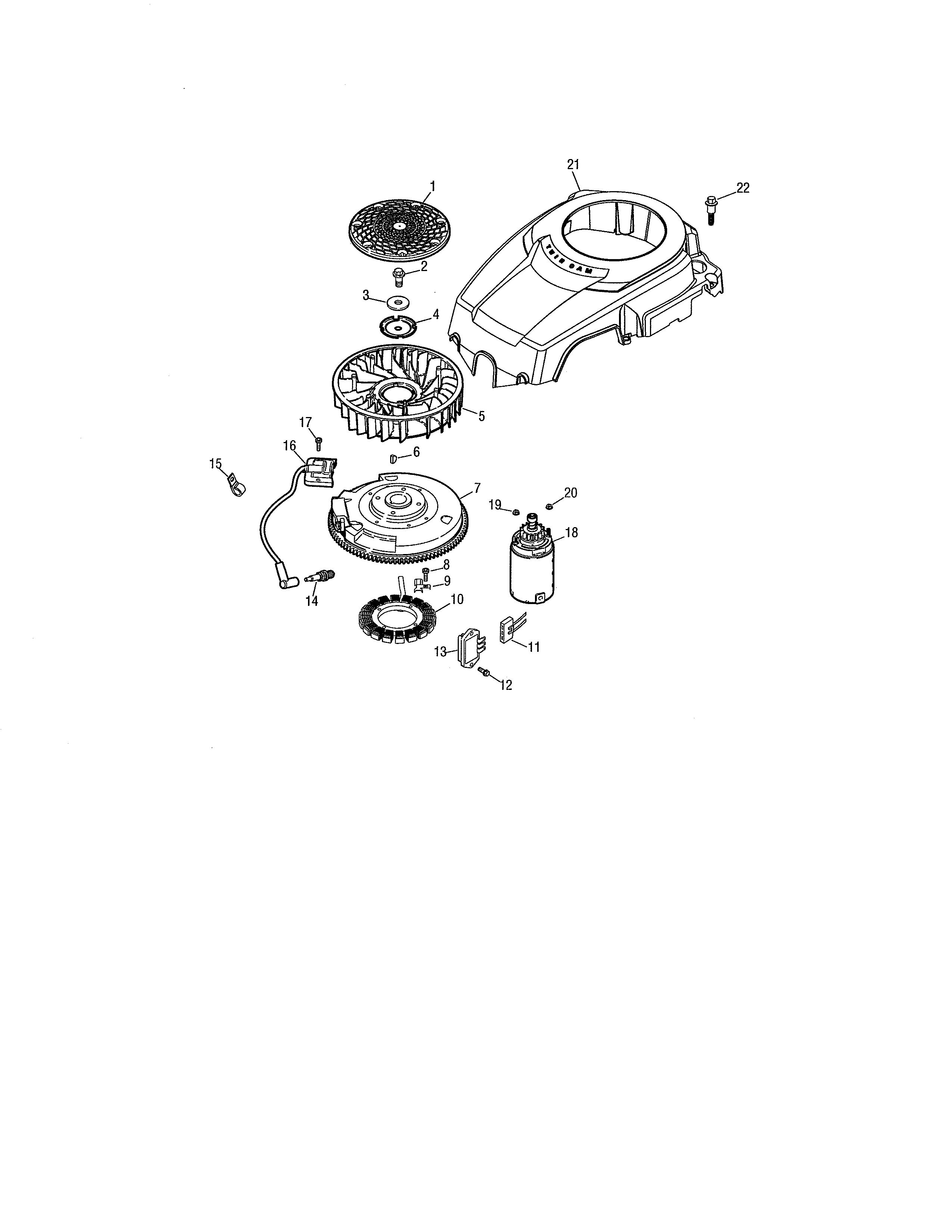 Cub Cadet 13AX11CG756 starter/blower housing/flywheel diagram