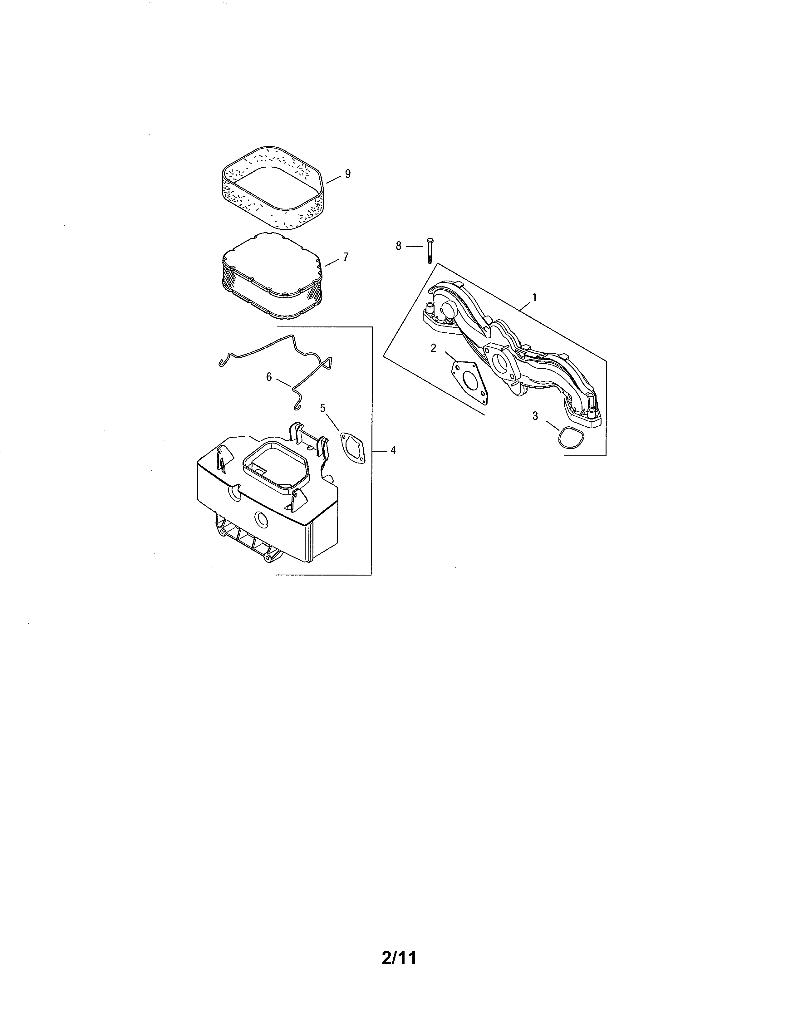 Cub Cadet 13AX11CG756 twin cylinder - air intake/filtration diagram
