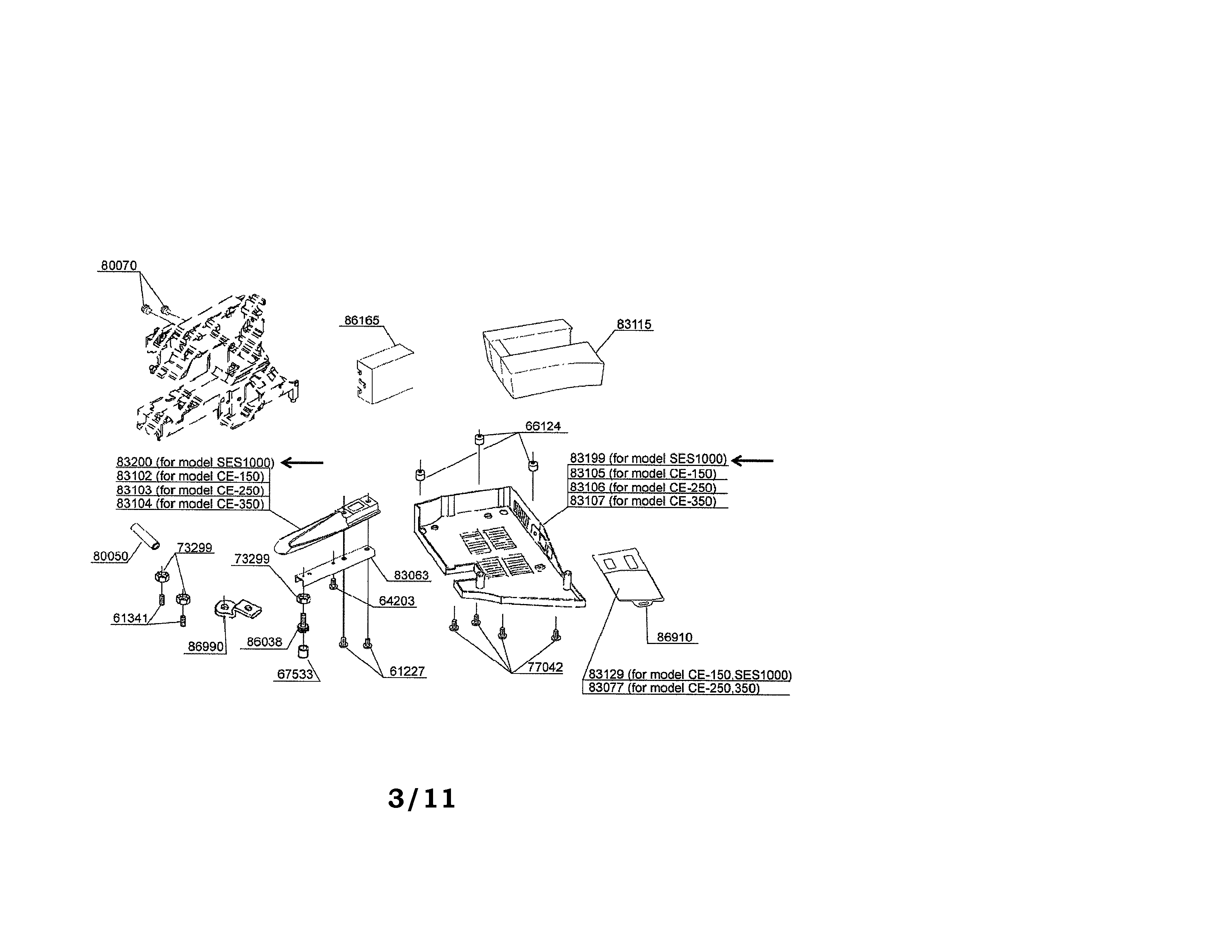Singer CE-350 bottom cover/leg cover diagram