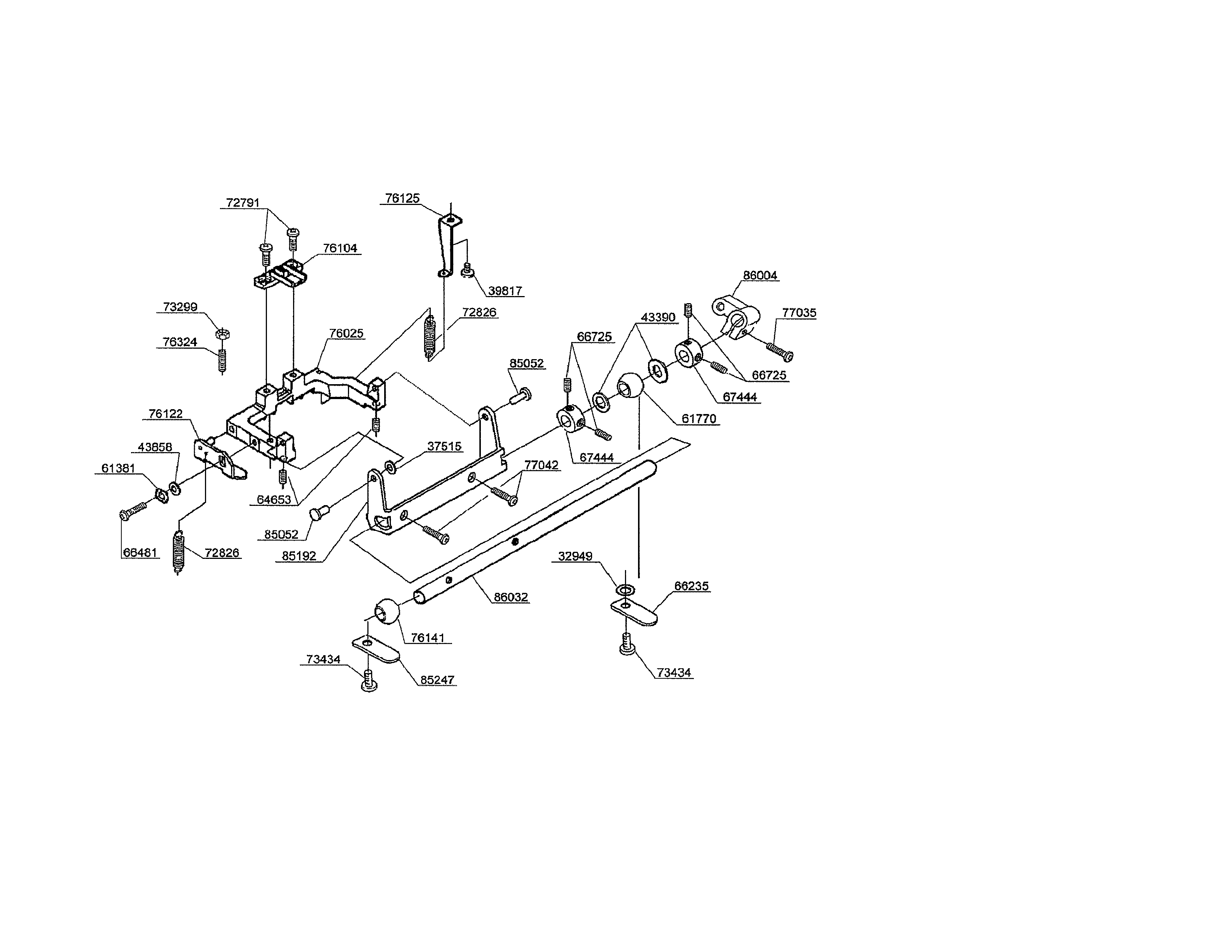Singer CE-350 feed dog base/horizontal feed shaft diagram