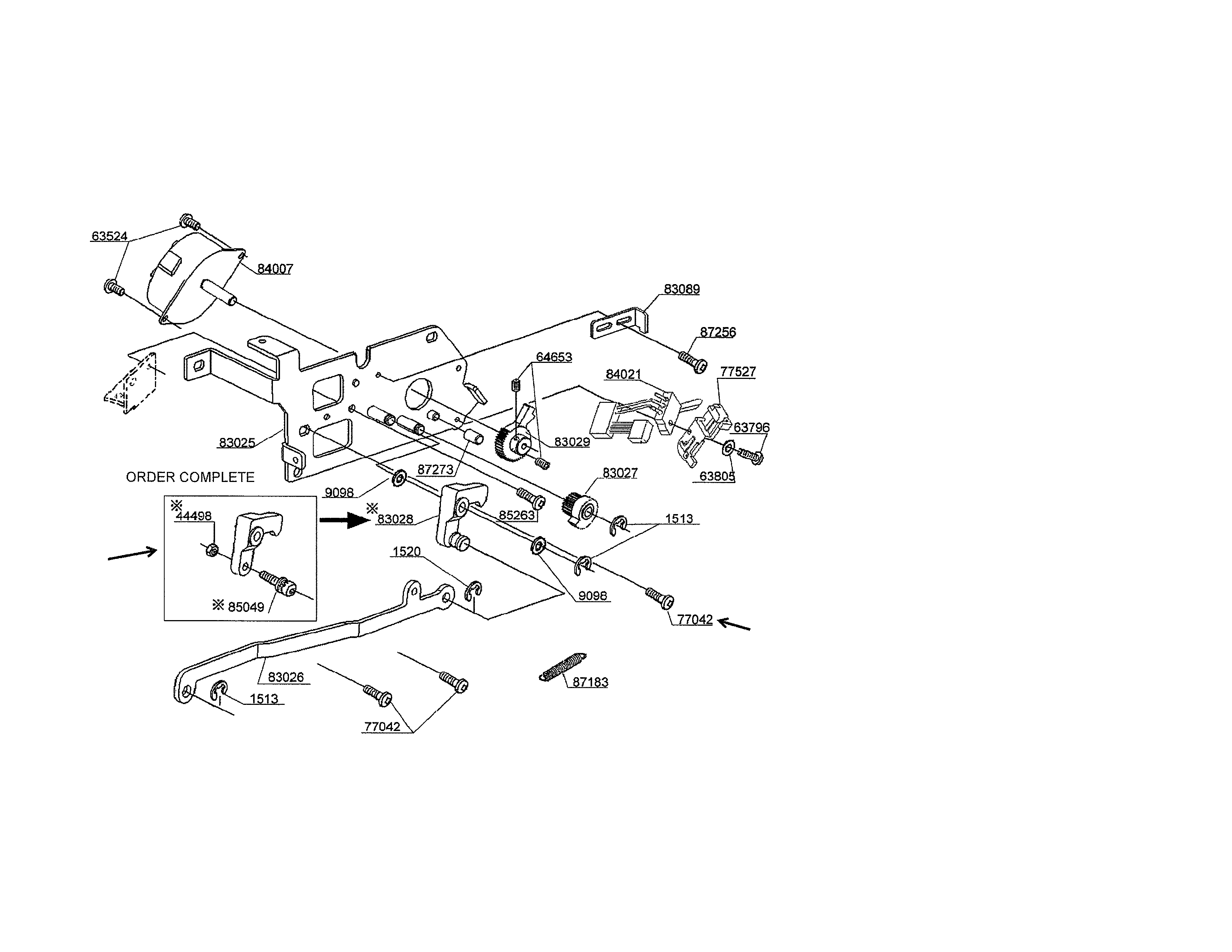 Singer CE-350 motor bracket/zig zag rod diagram