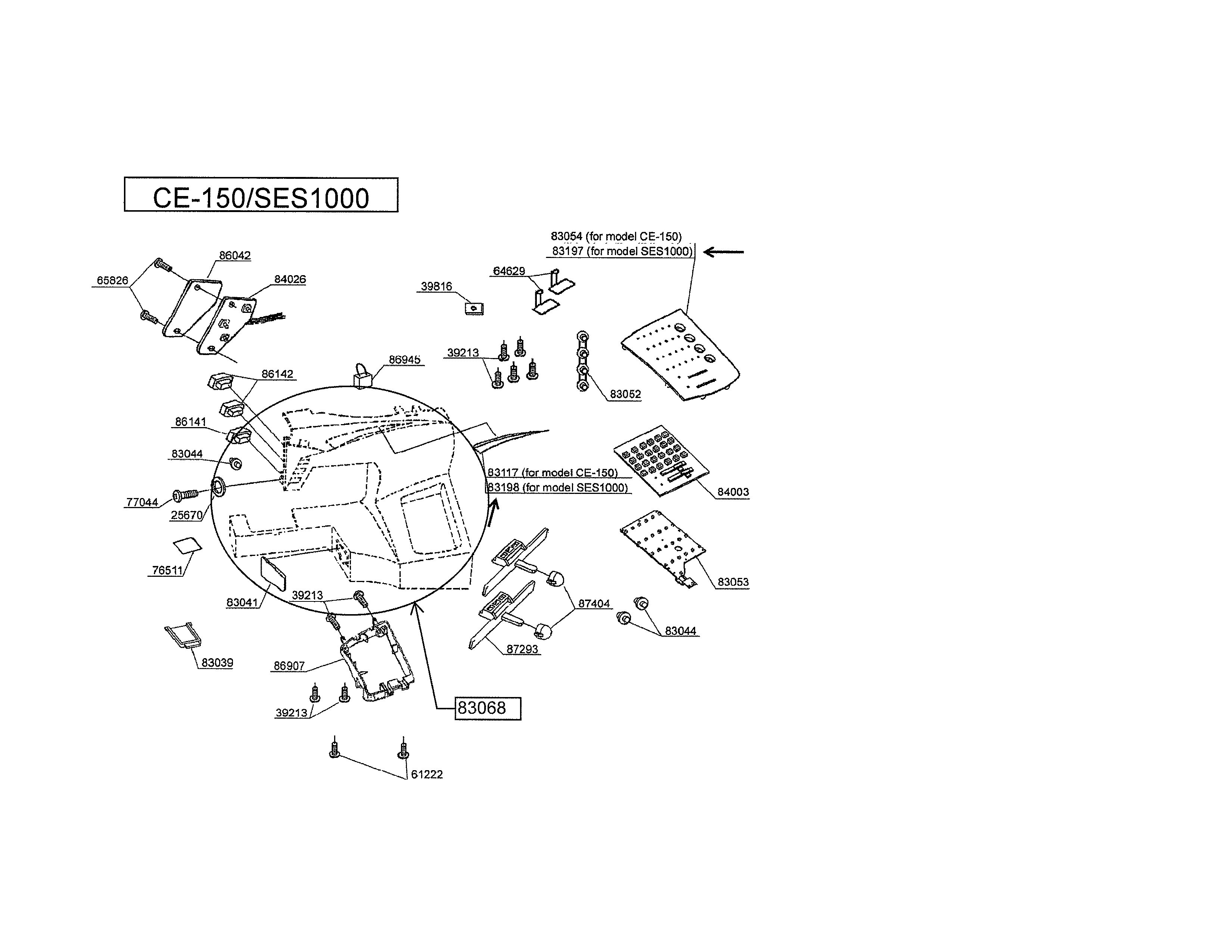 Singer CE-350 control panel ce-150/ses1000 diagram