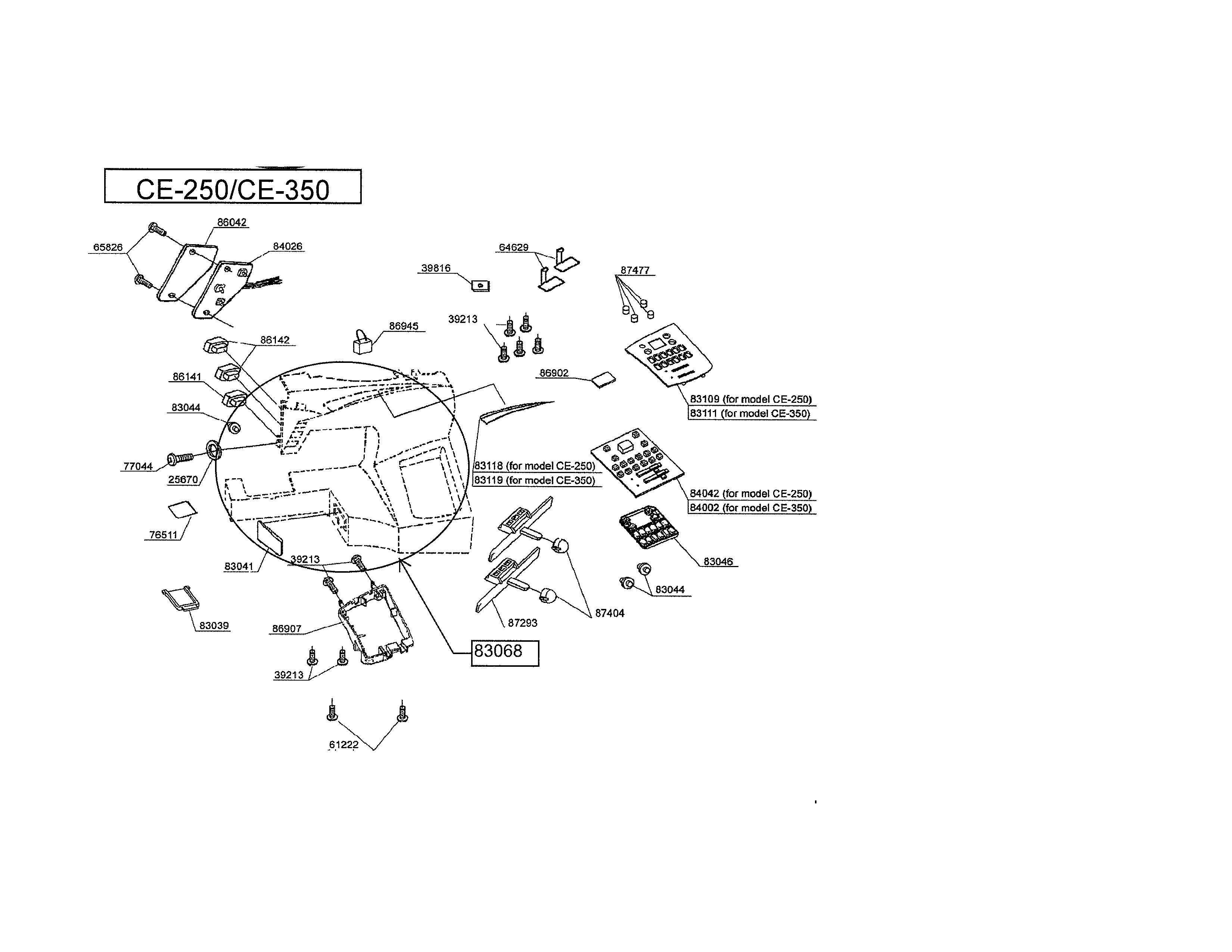 Singer CE-350 control panel ce-250/ce-350 diagram
