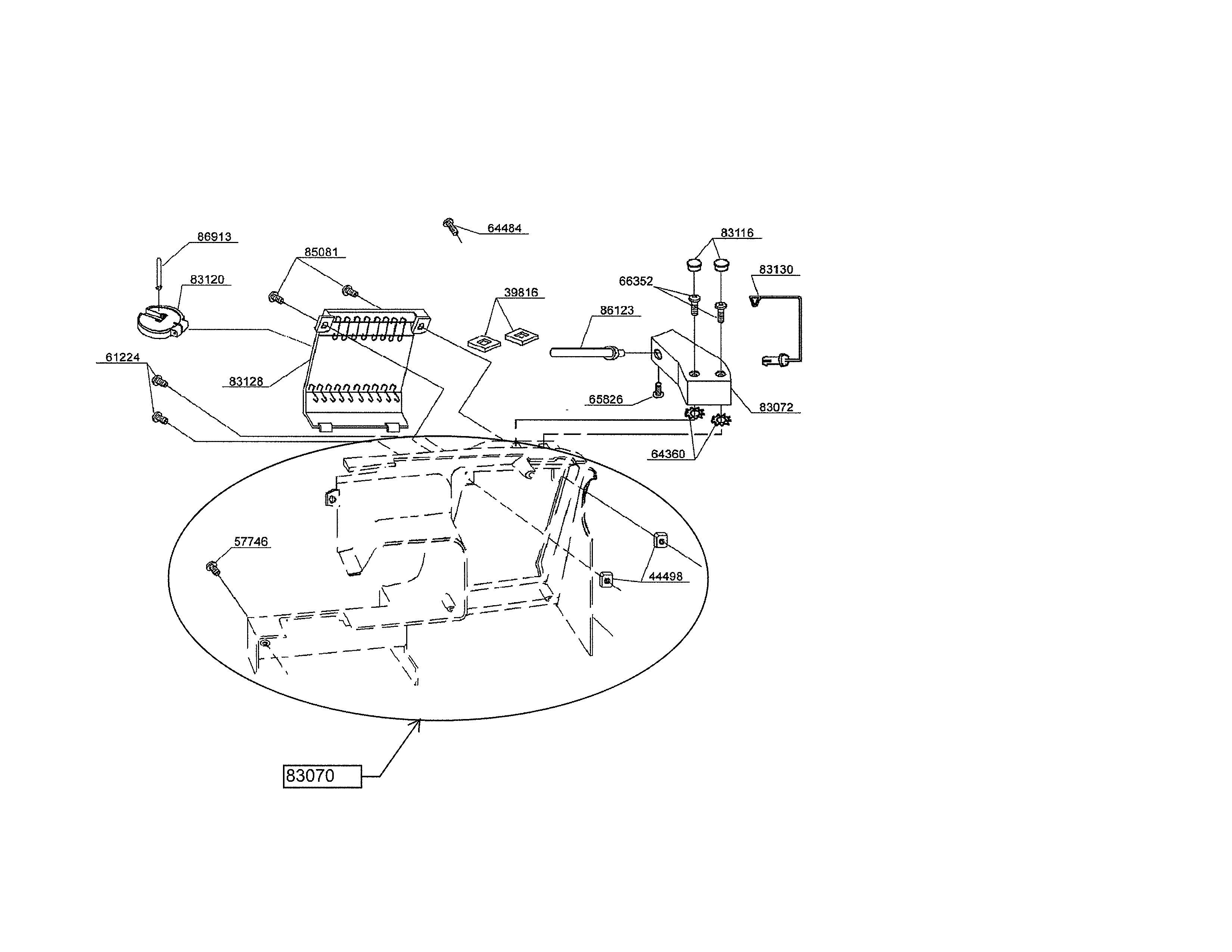 Singer CE-350 spool pin holder/back cover diagram