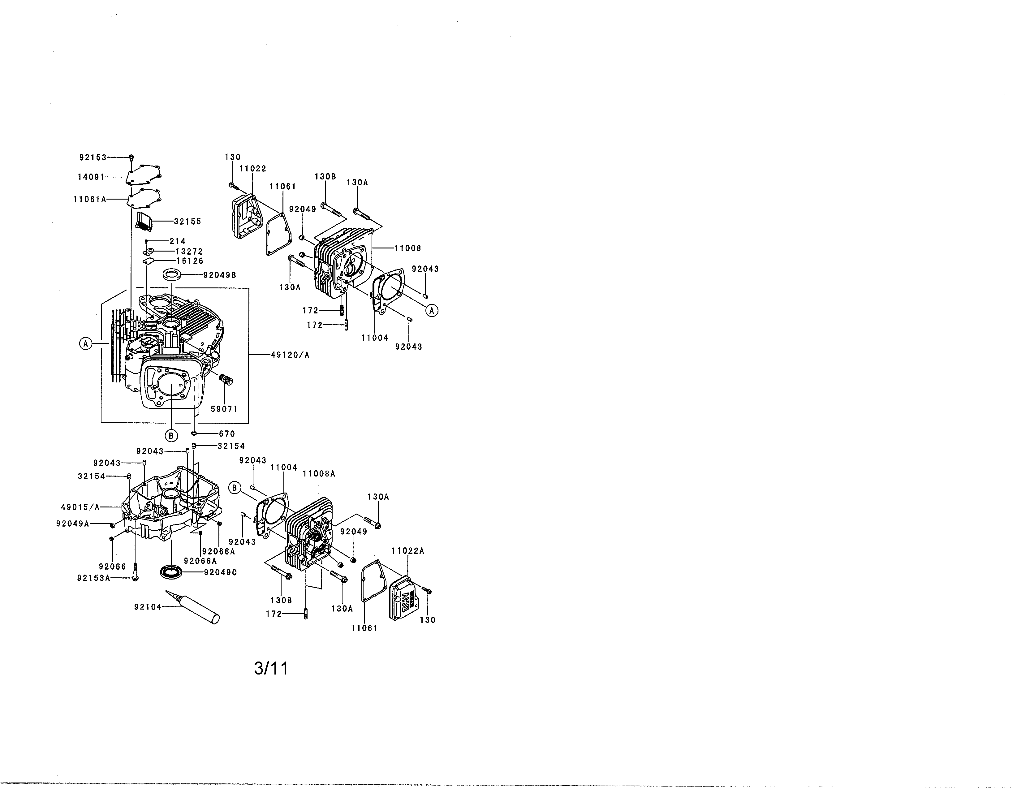 Dixon D26KH54 (96046001300) cylinder/crankcase diagram