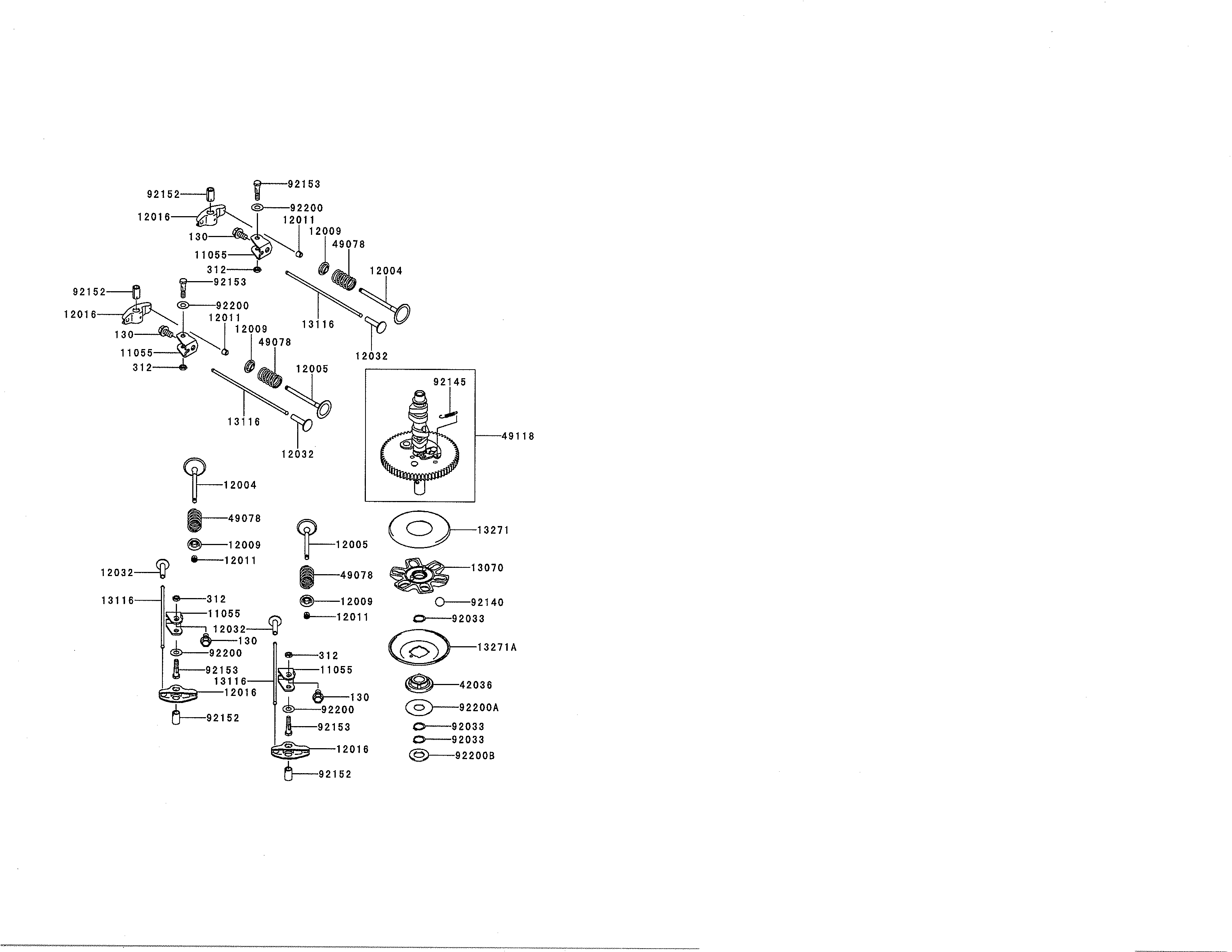 Dixon D26KH54 (96046001300) valve/camshaft diagram