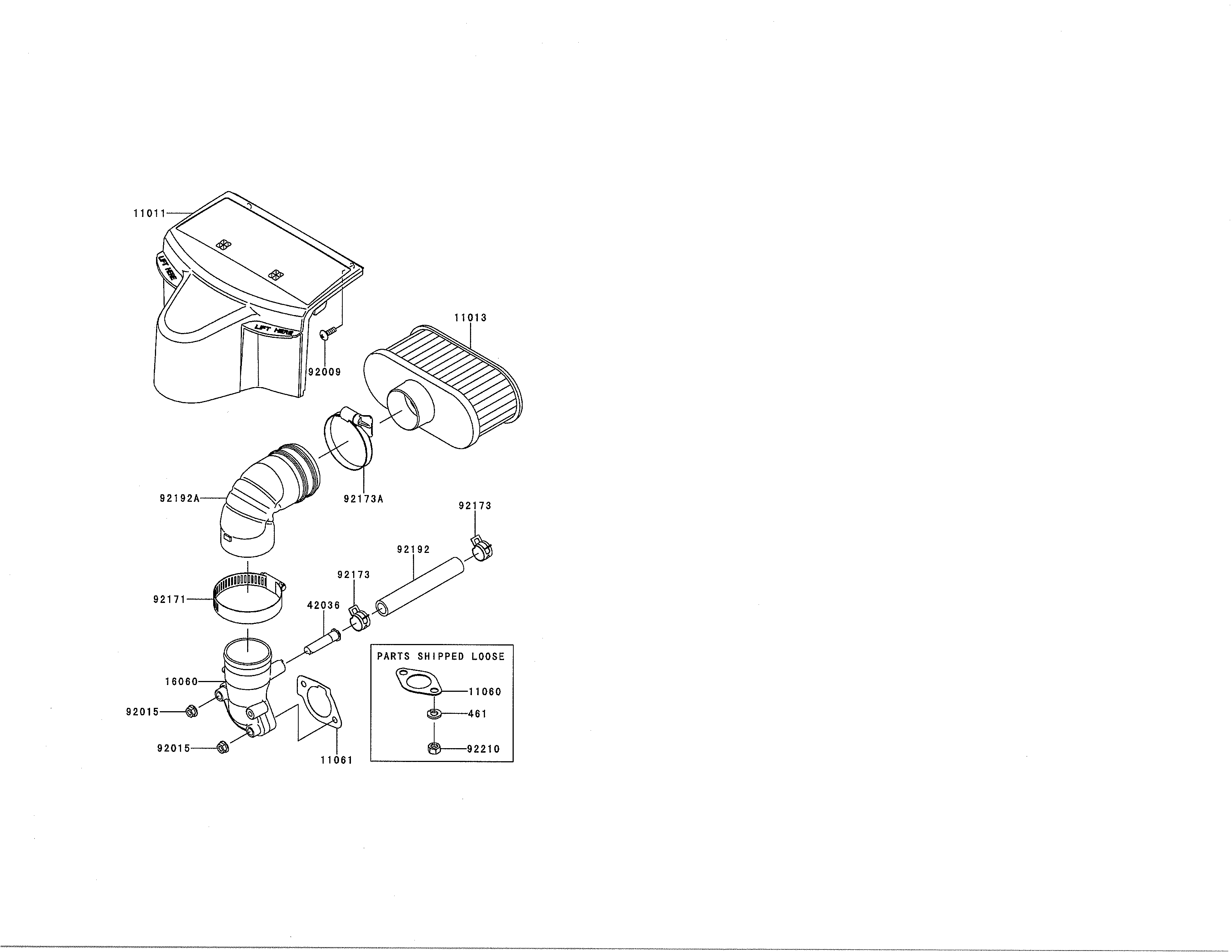 Dixon D26KH54 (96046001300) air filter/muffler diagram