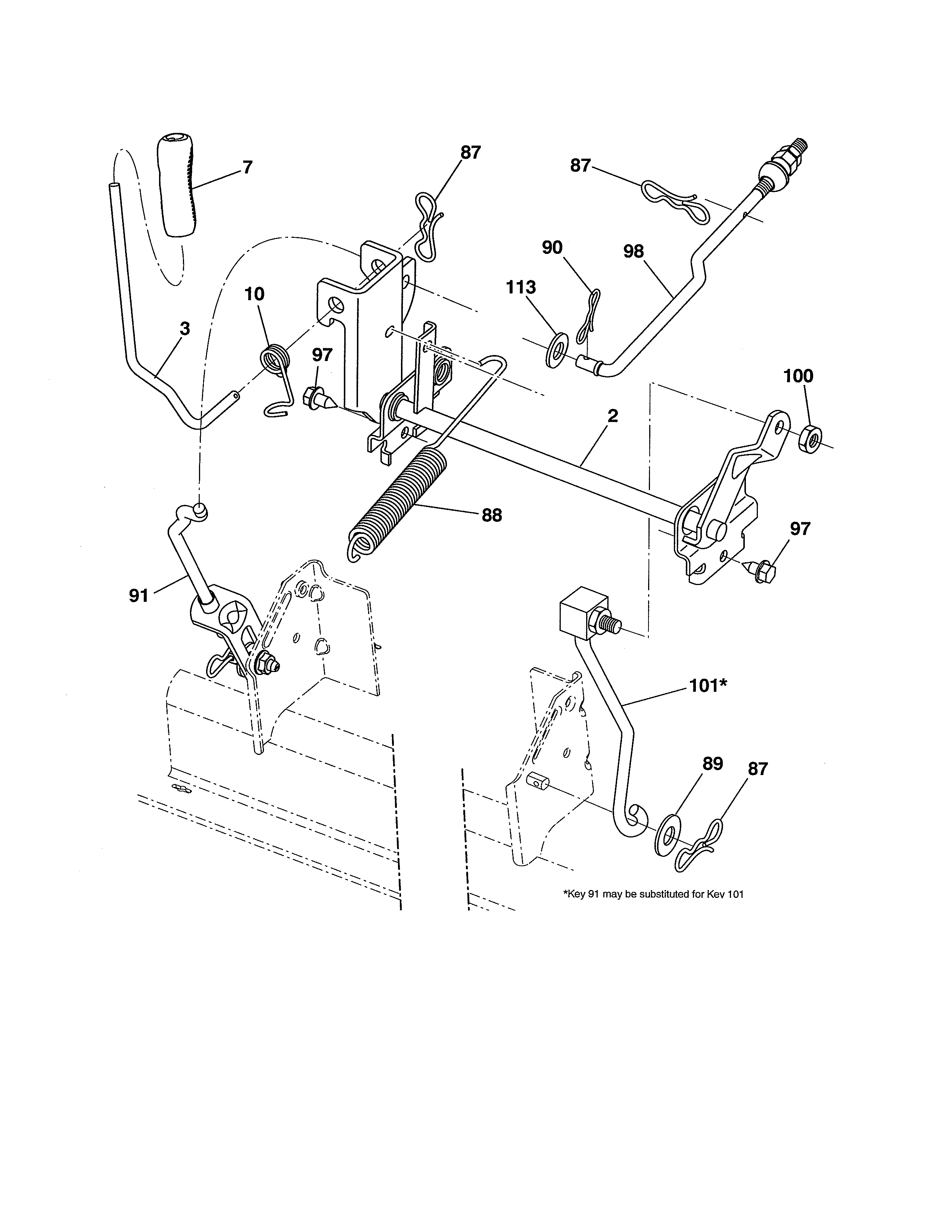 Husqvarna 917280020 mower lift diagram