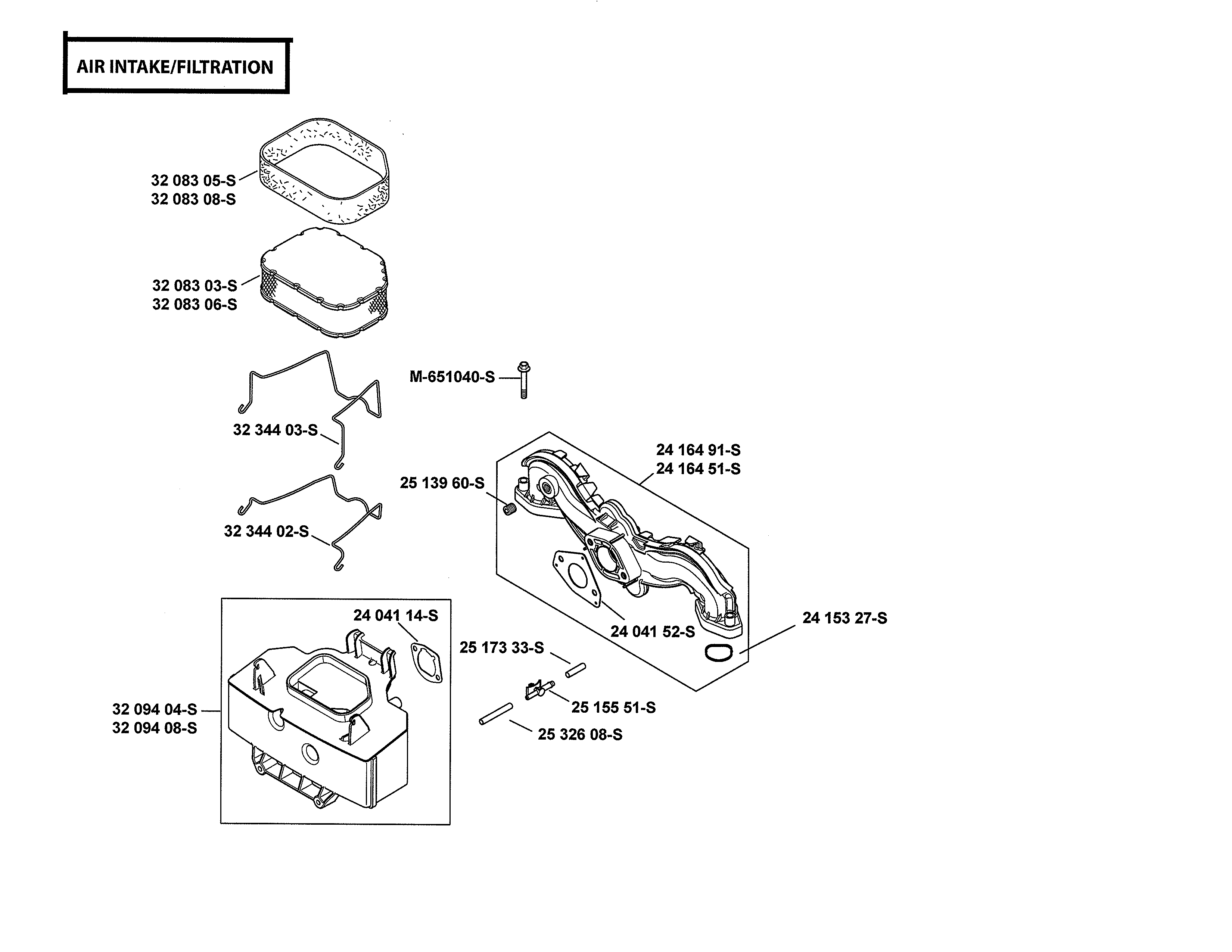 Ariens 93604300 air intake/filtration diagram