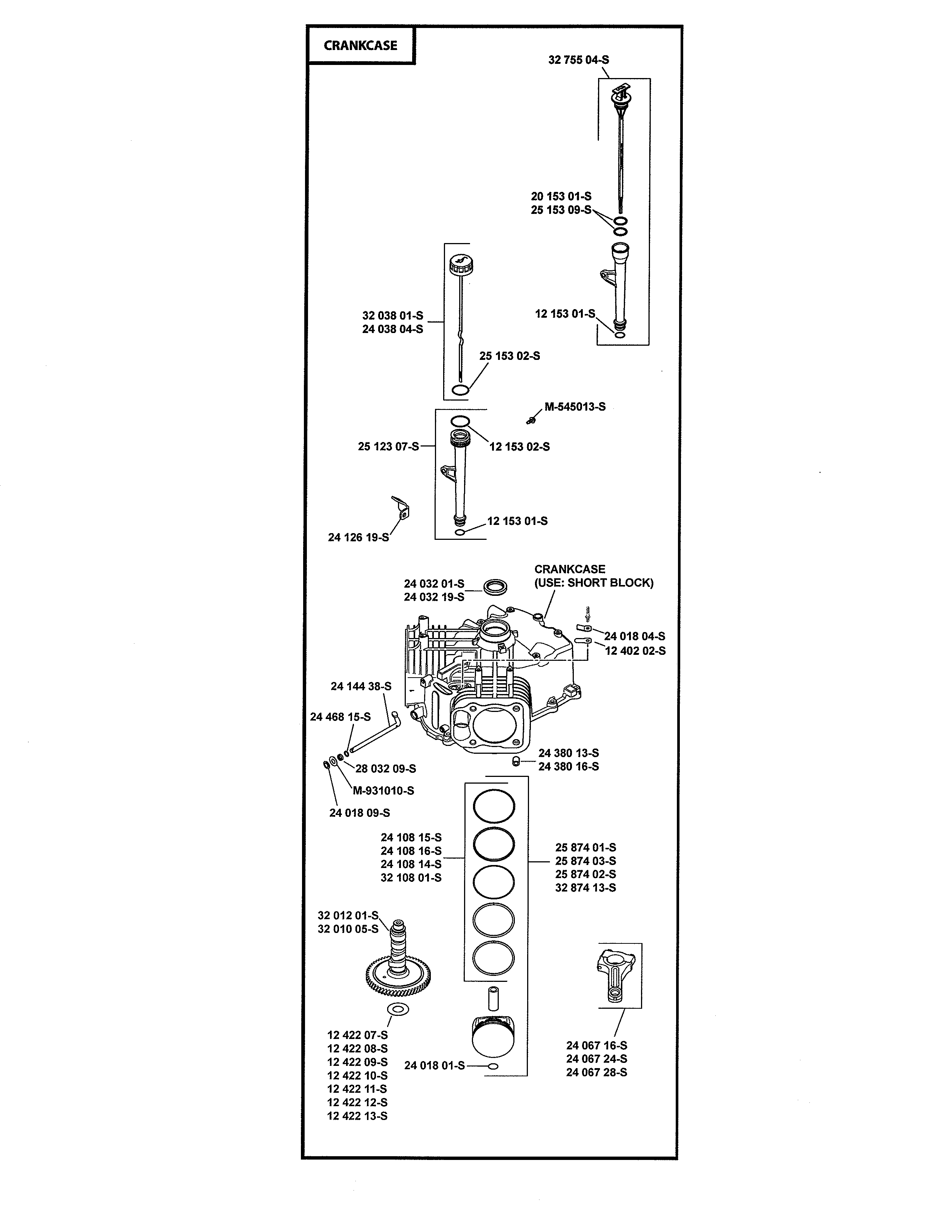 Ariens 93604300 crankcase diagram