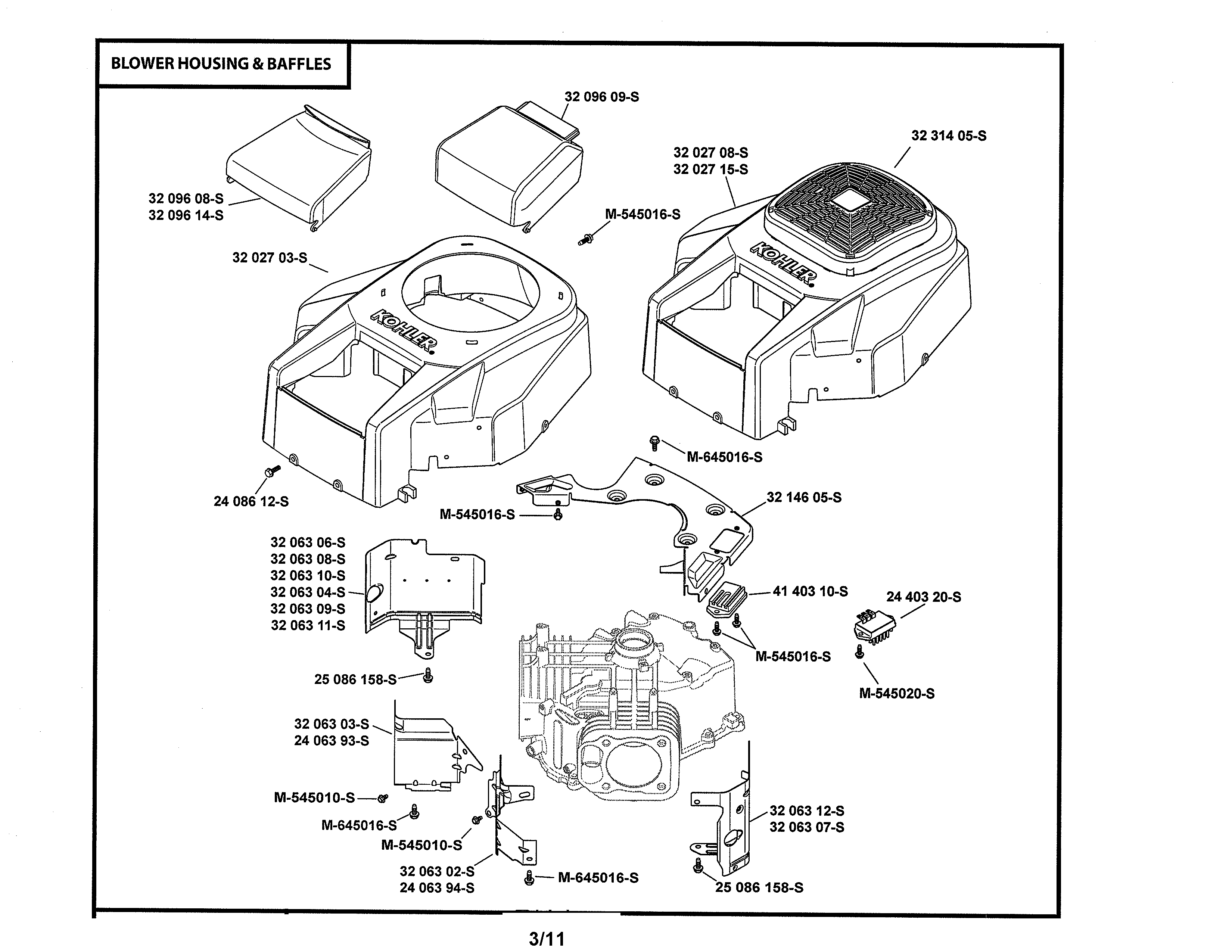 Dixon 96046002000 blower housing/baffles diagram