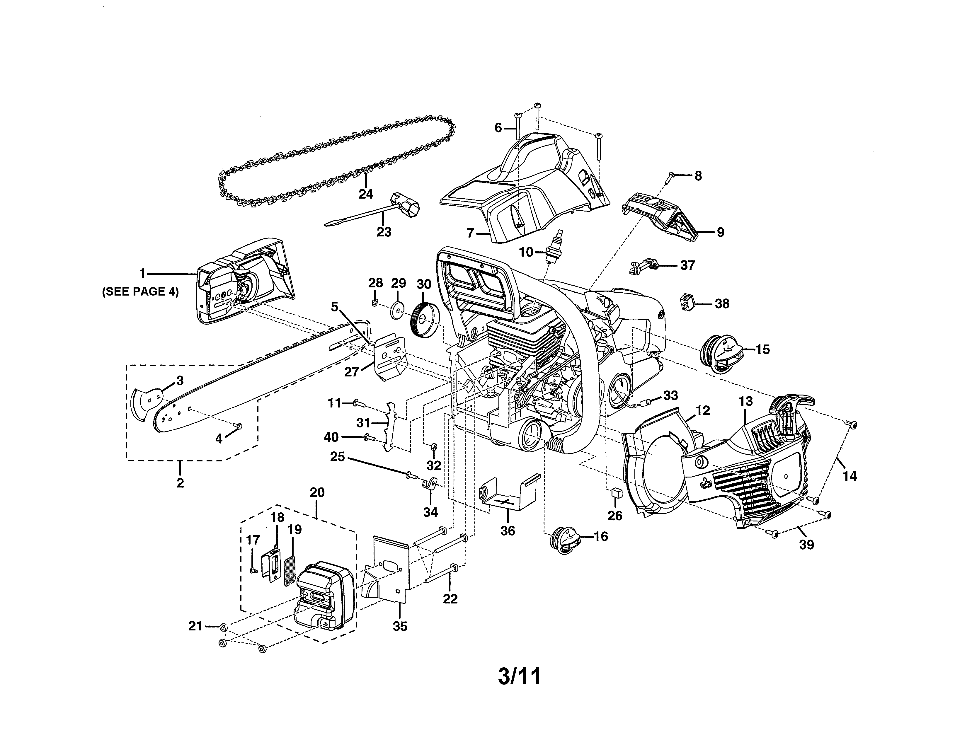 Homelite UT10522 housing/muffler diagram