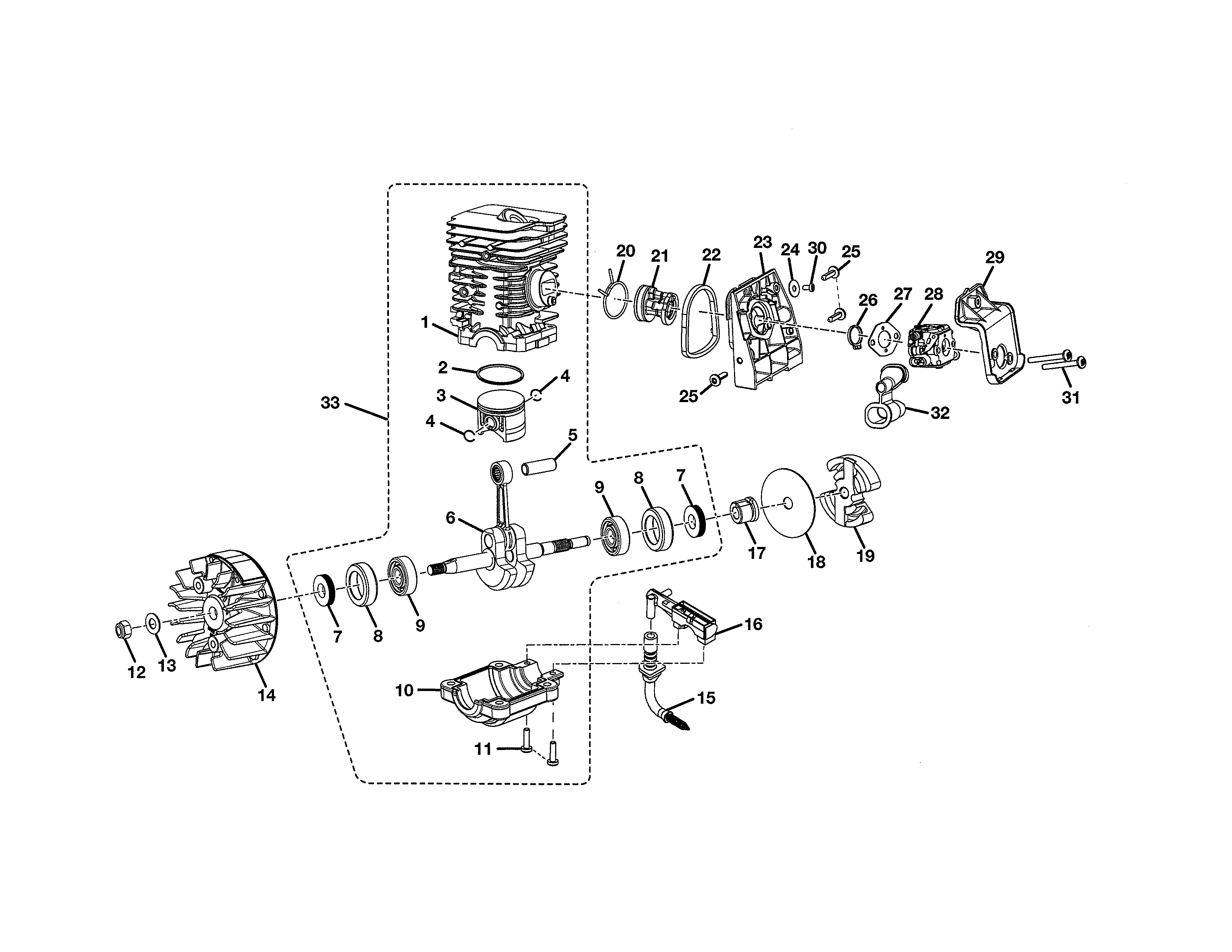 Homelite UT10522 short block diagram