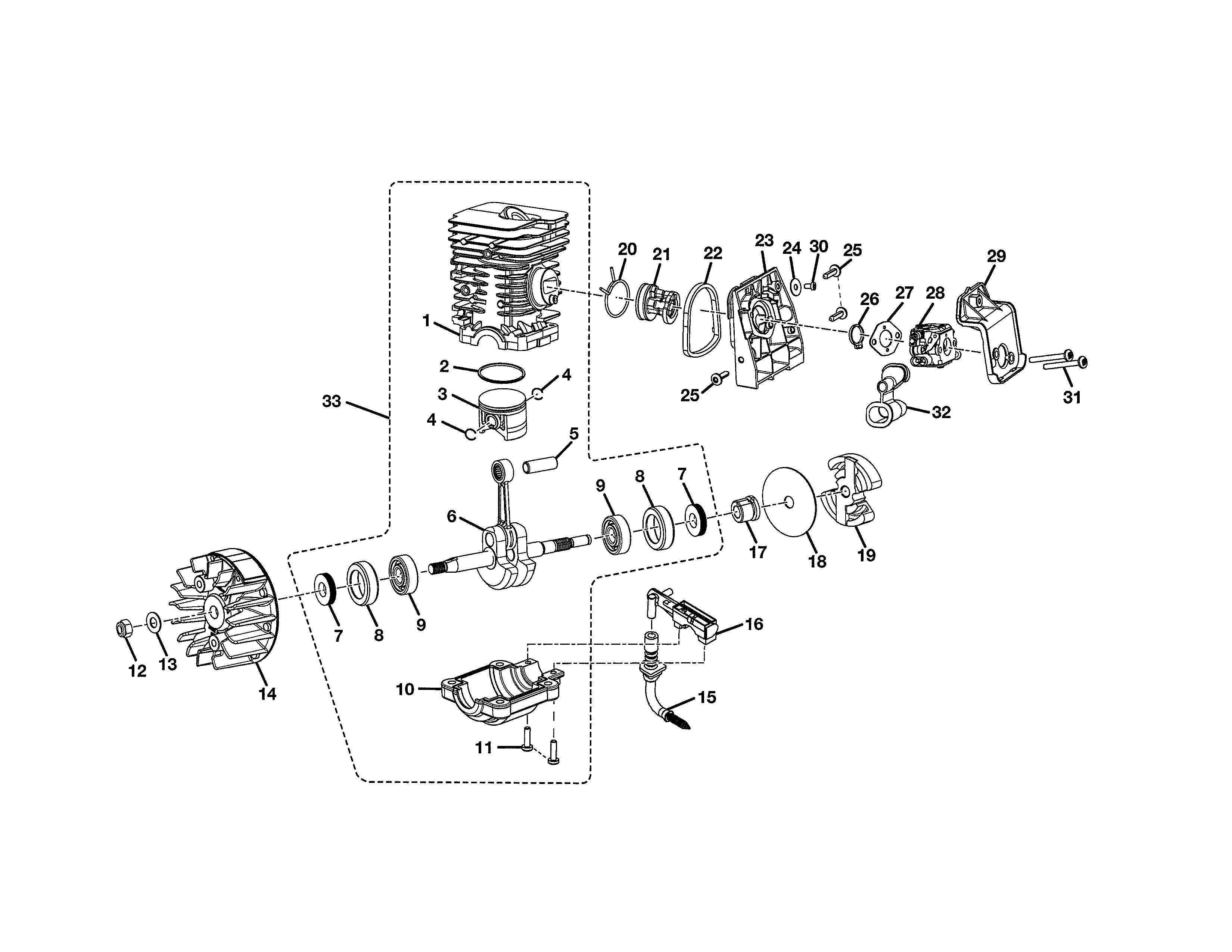 Homelite UT10519 short block diagram