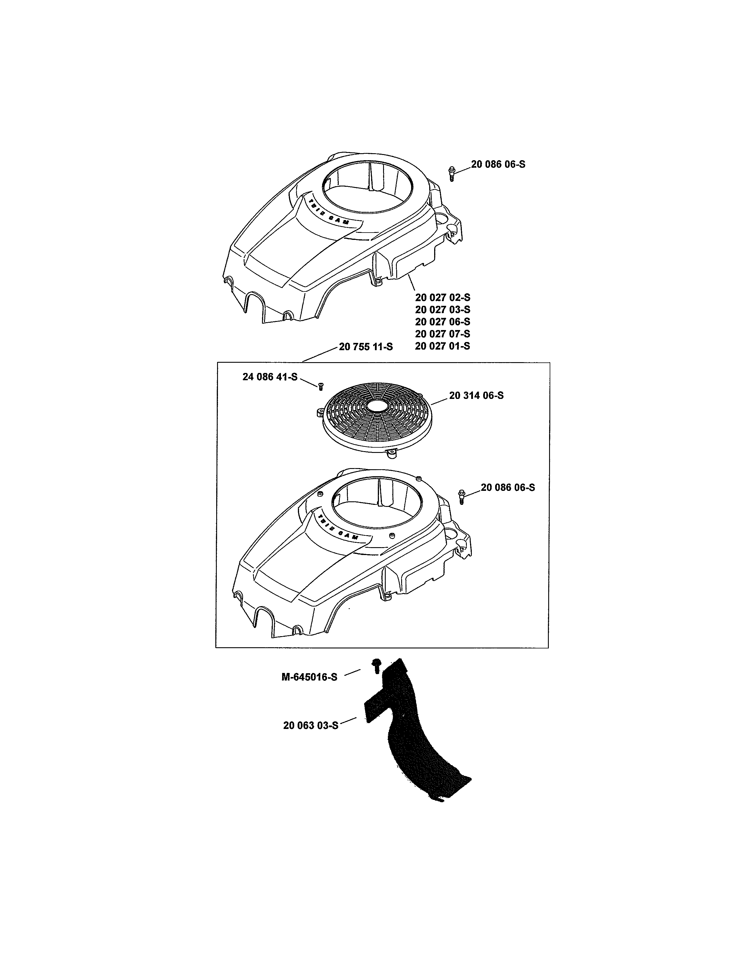 Husqvarna YTH20K46-917240461 blower housing/baffles diagram