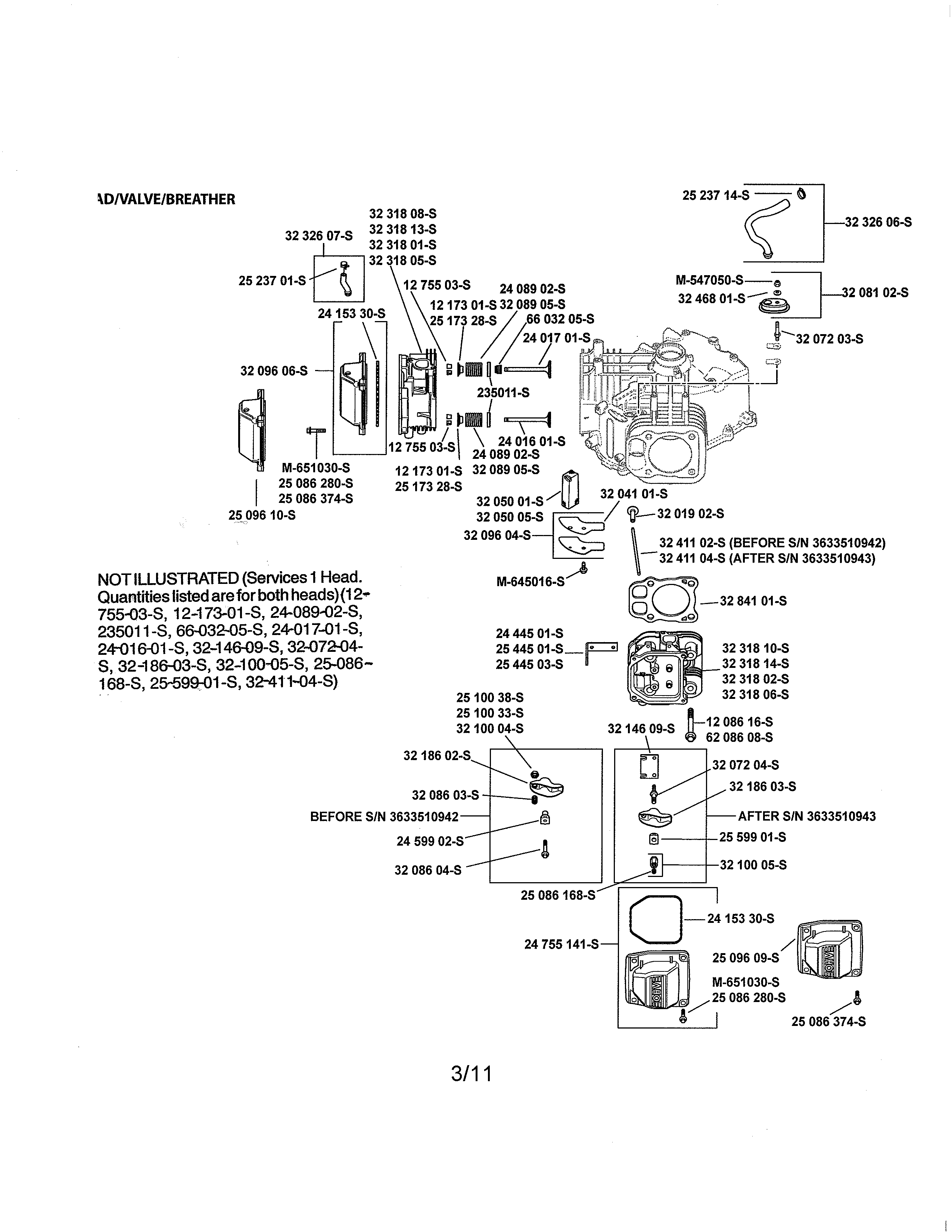 Craftsman 917280085 head/valve/breather diagram