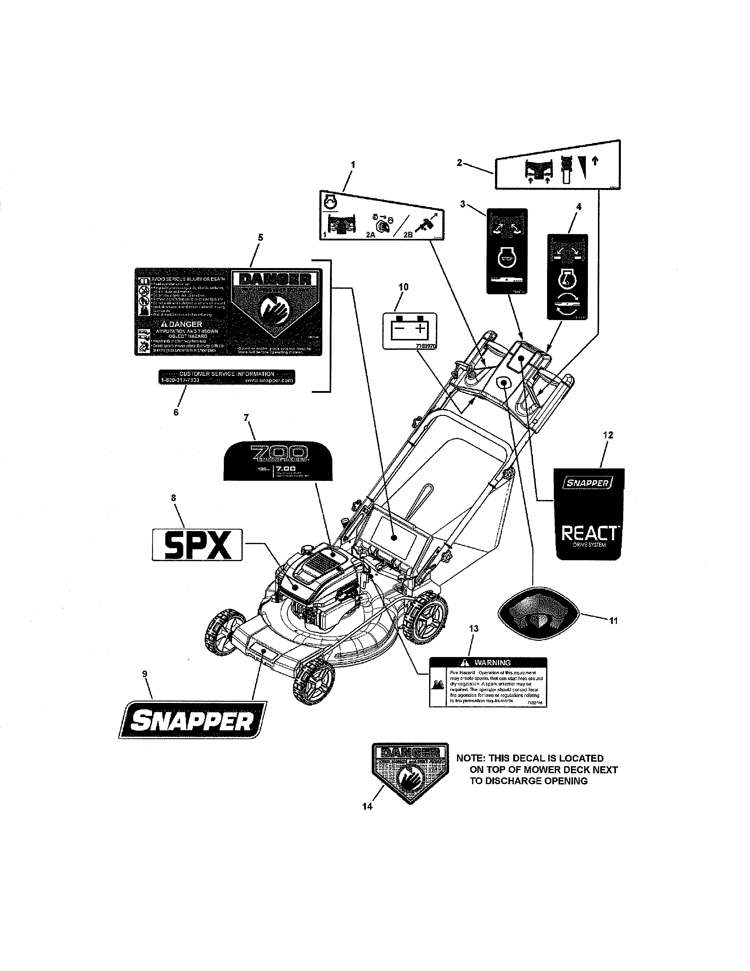 Snapper 7800707 decals diagram