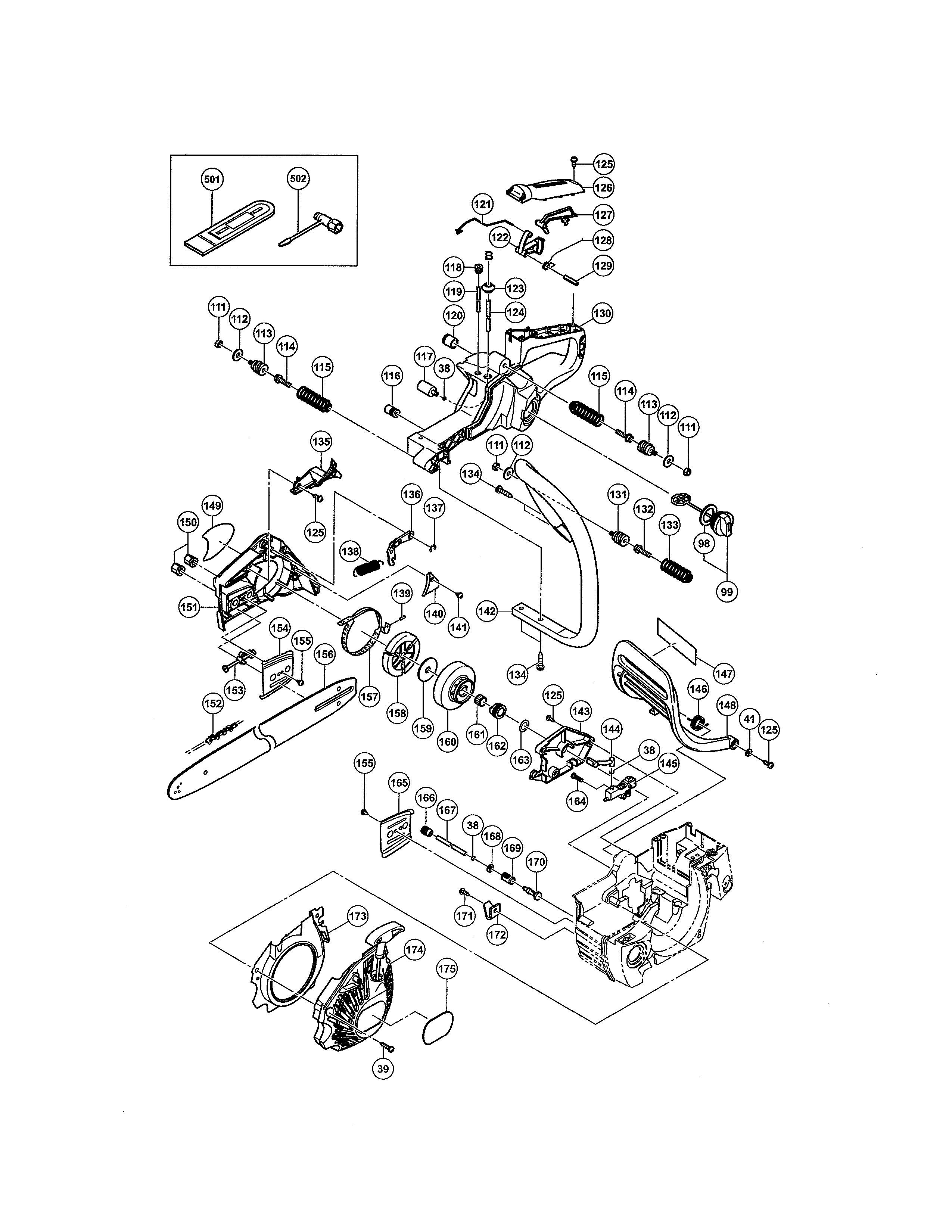 Hitachi CS40EA chain bar/handle diagram