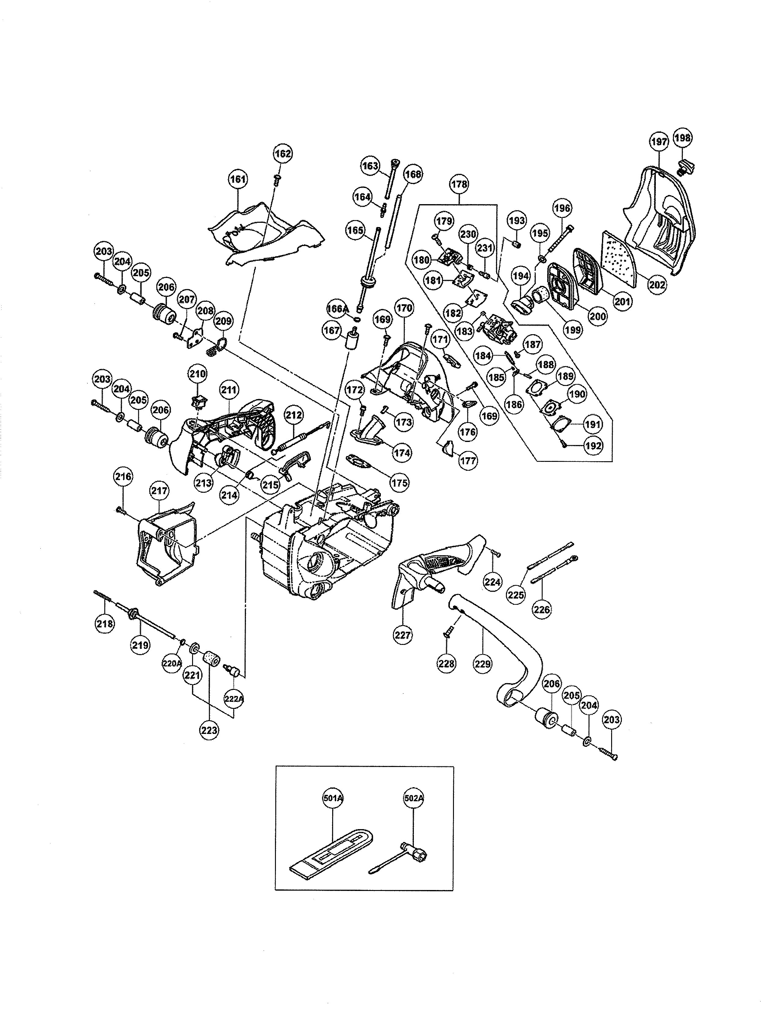 Hitachi CS33ET carburetor/handle diagram