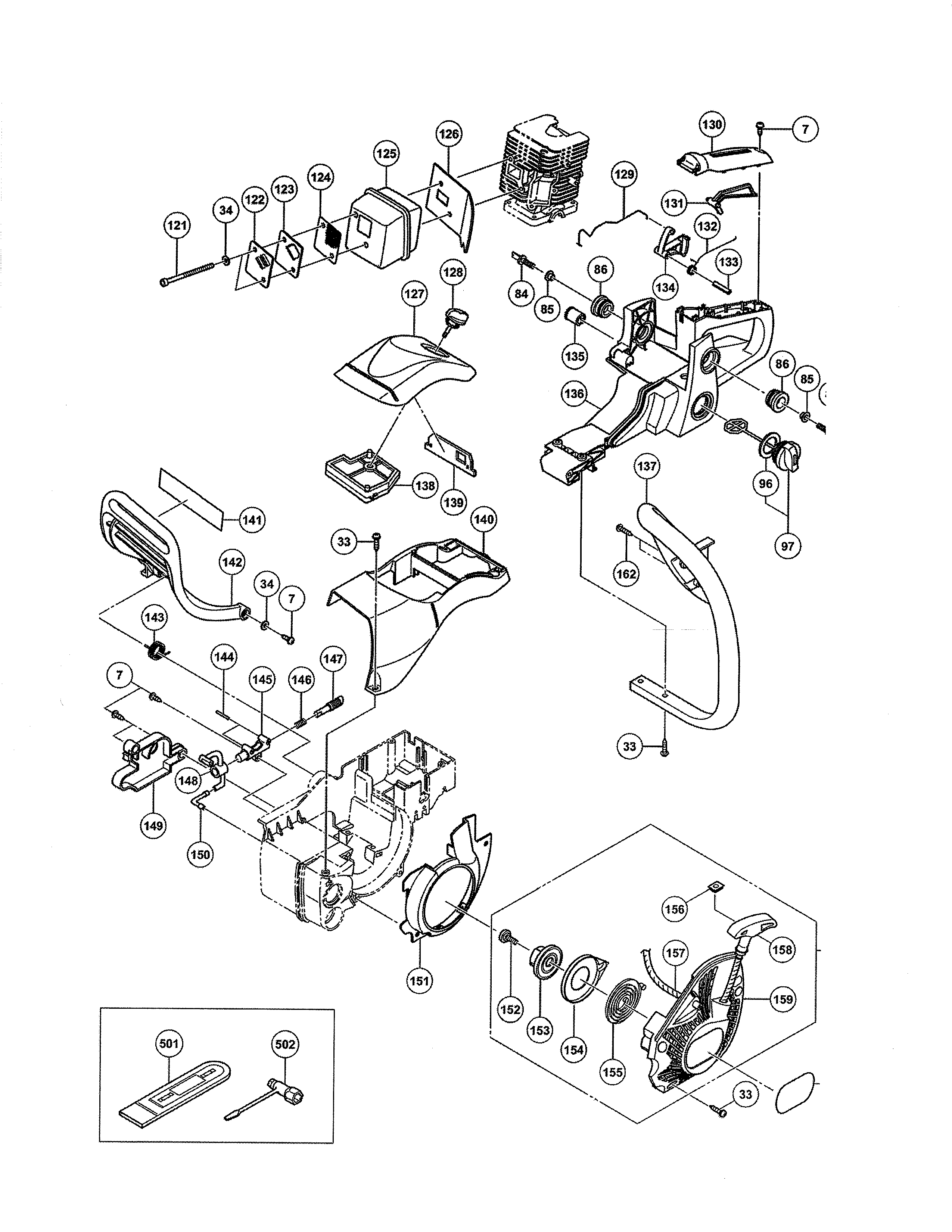 Hitachi CS33EB handle/muffler/cleaner cover diagram