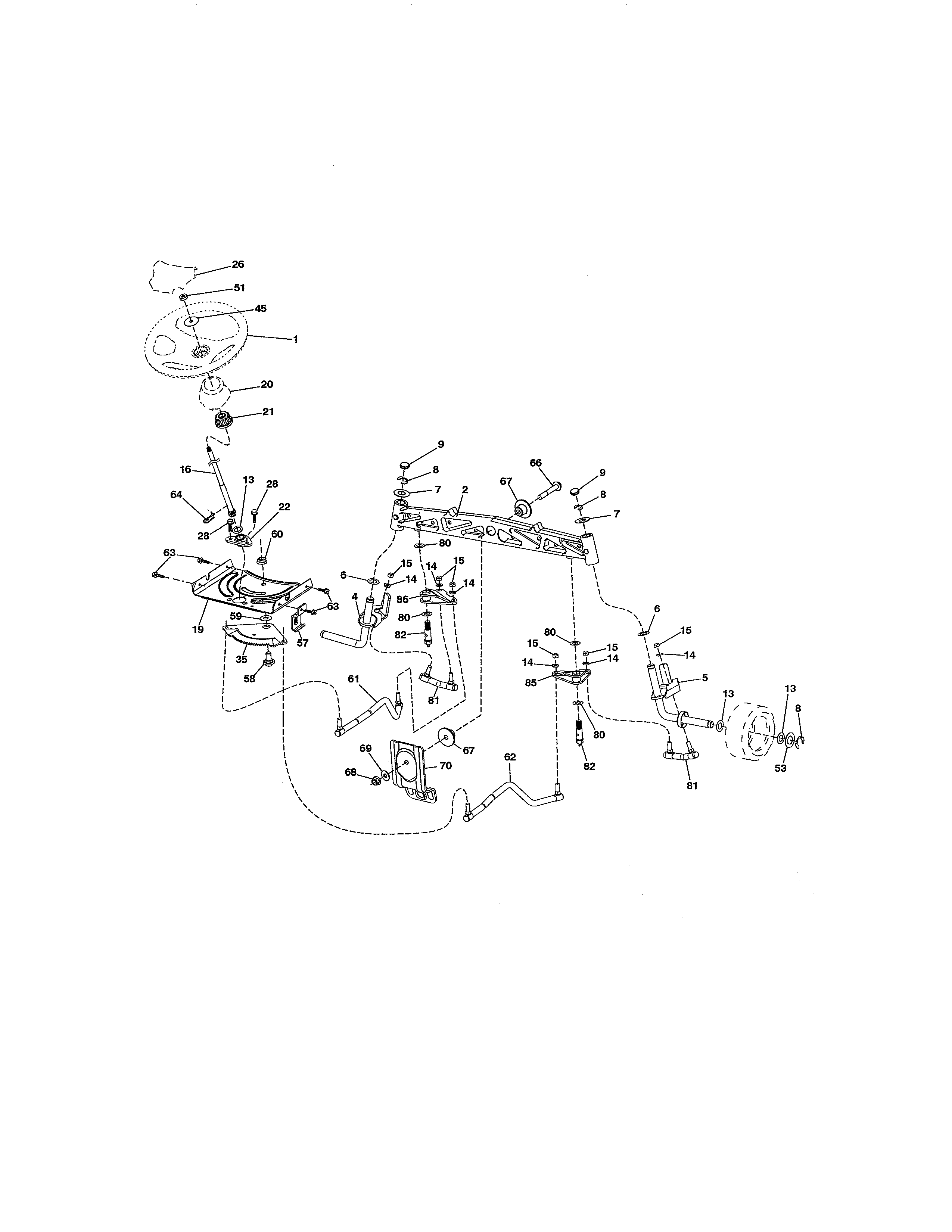 Craftsman 917288611 steering assembly diagram