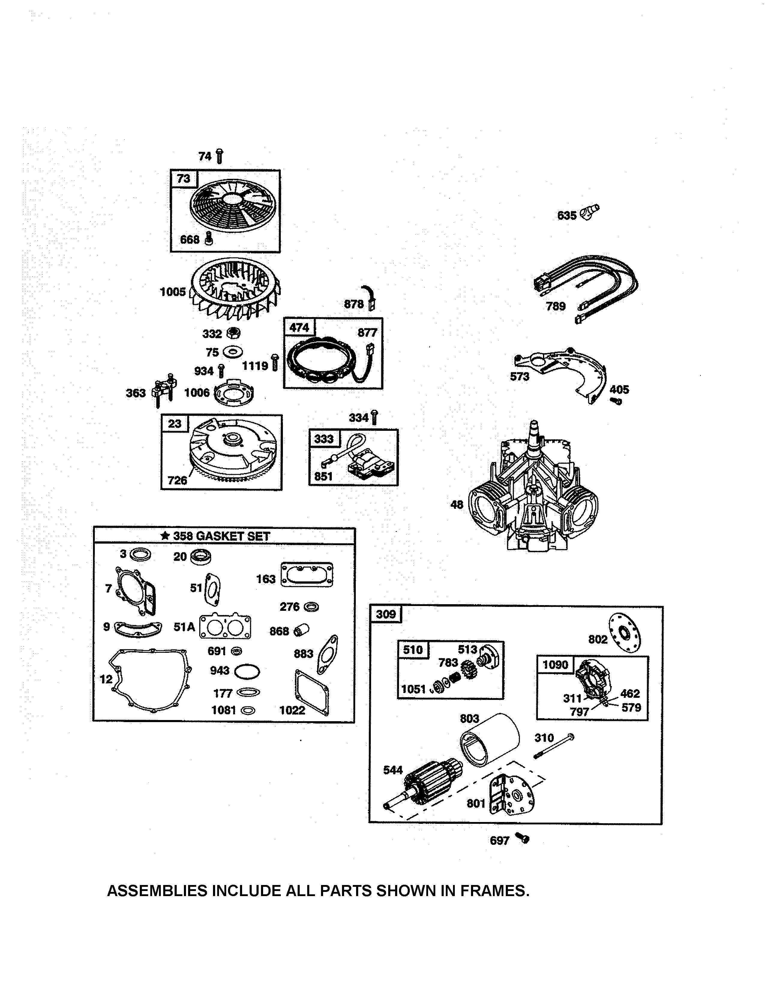 Craftsman 944601880 motor starter/short block/alternator diagram