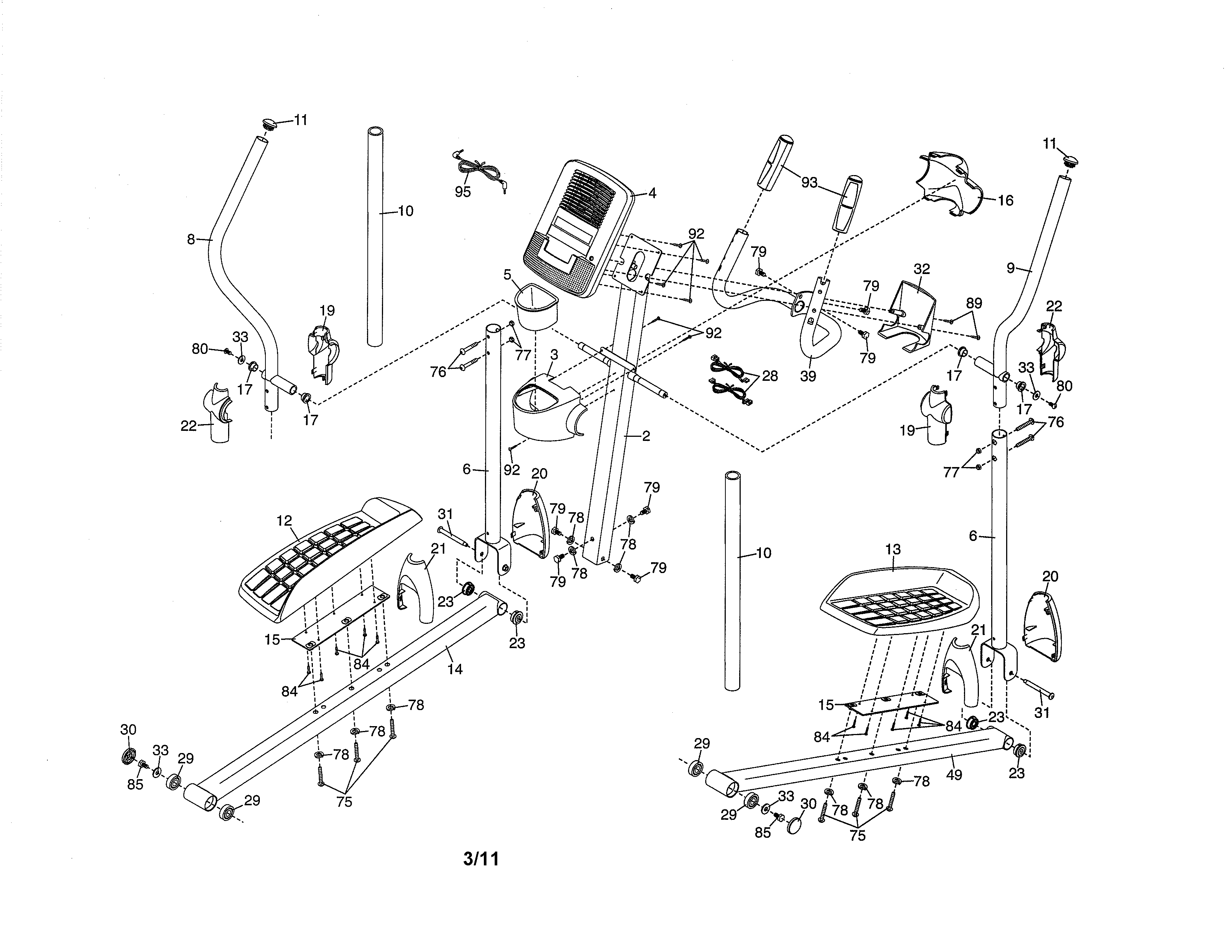 Proform 831239431 console/pedals/uprights diagram