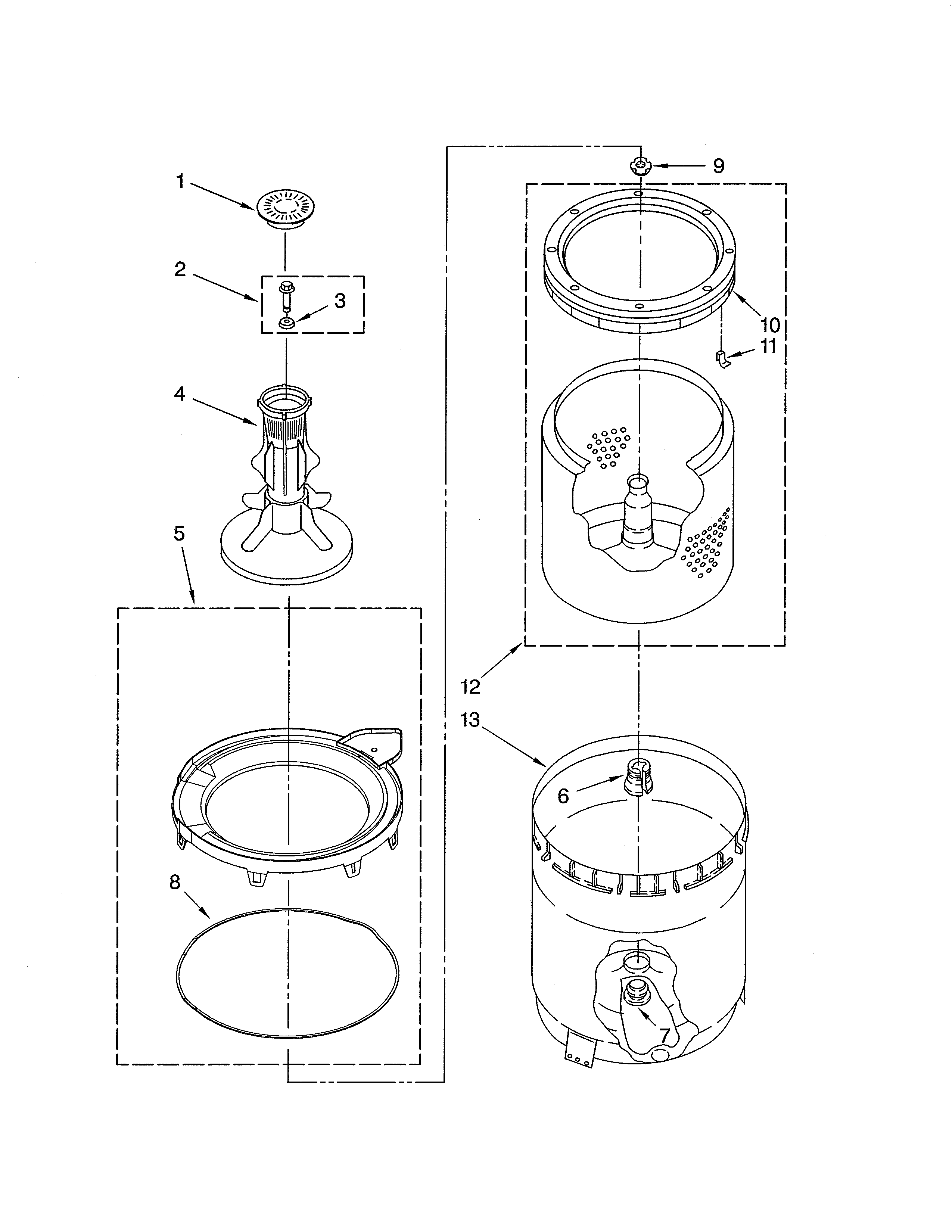 Maytag MAT14CSBGW0 agitator/basket/tub diagram