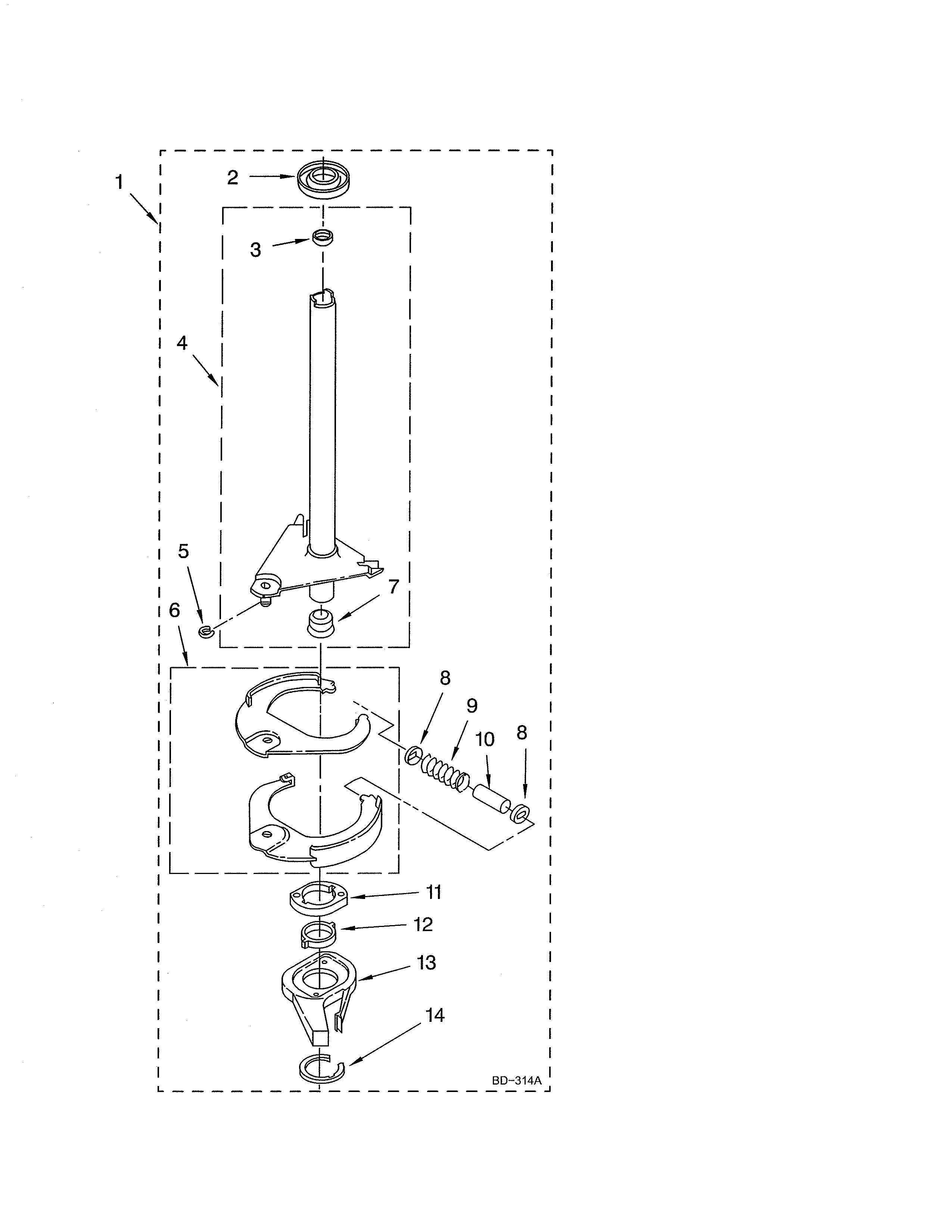 Maytag MAT14CSBGW0 brake/drive tube diagram