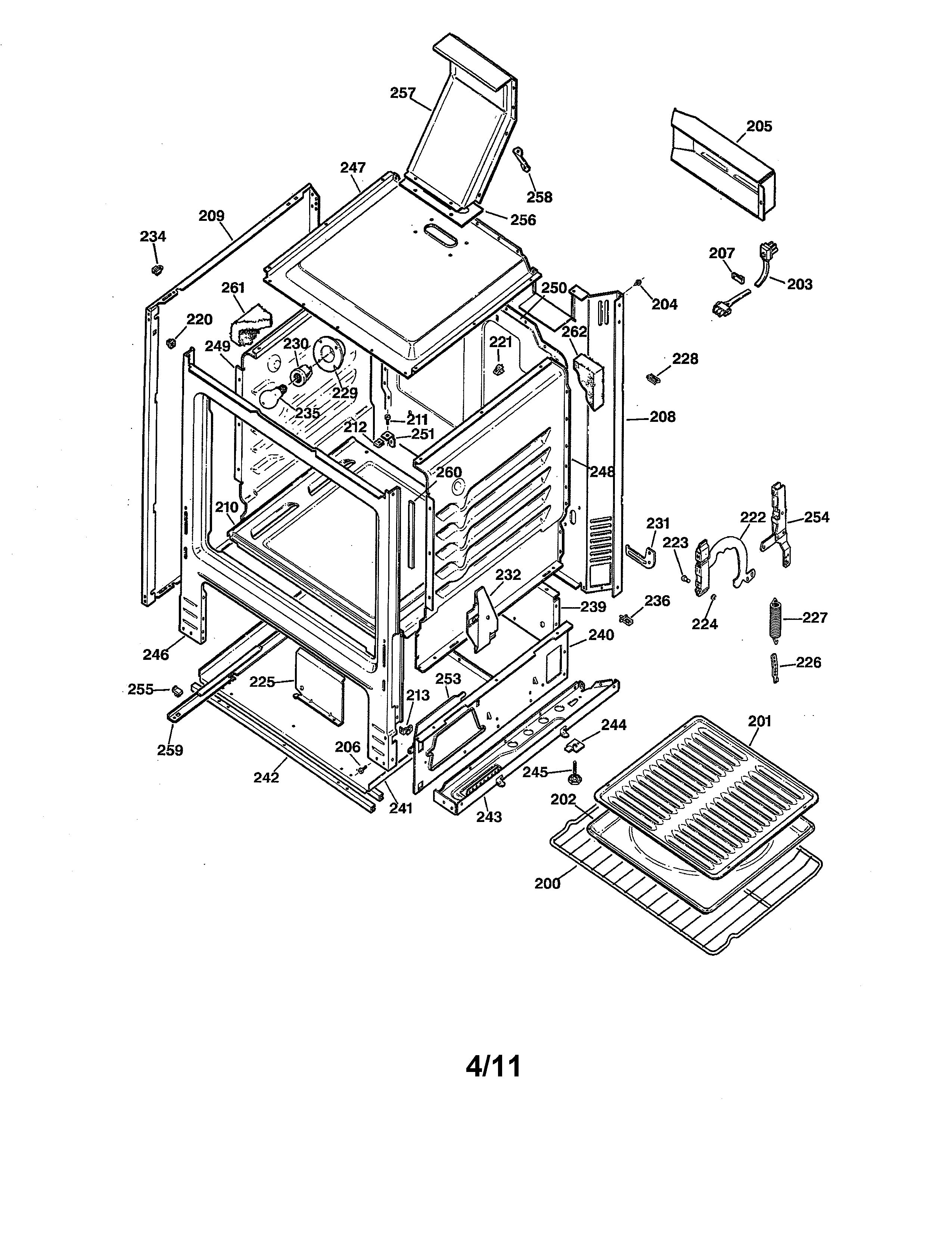 GE JGBS23WEW2WW body diagram